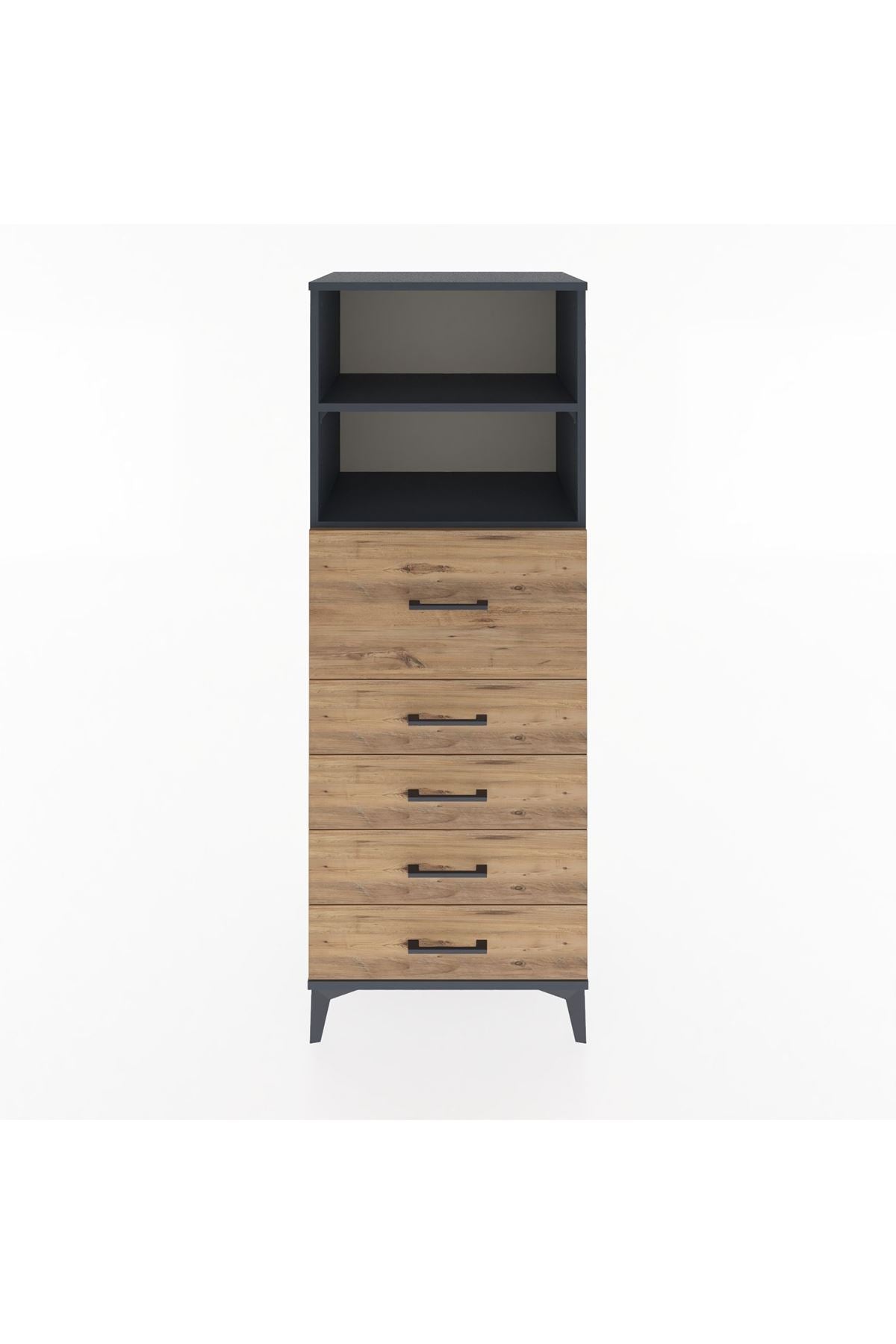 Hyperion Dolap 2 Raflı 5 Çekmeceli 60x44x163 - S53M045V6B