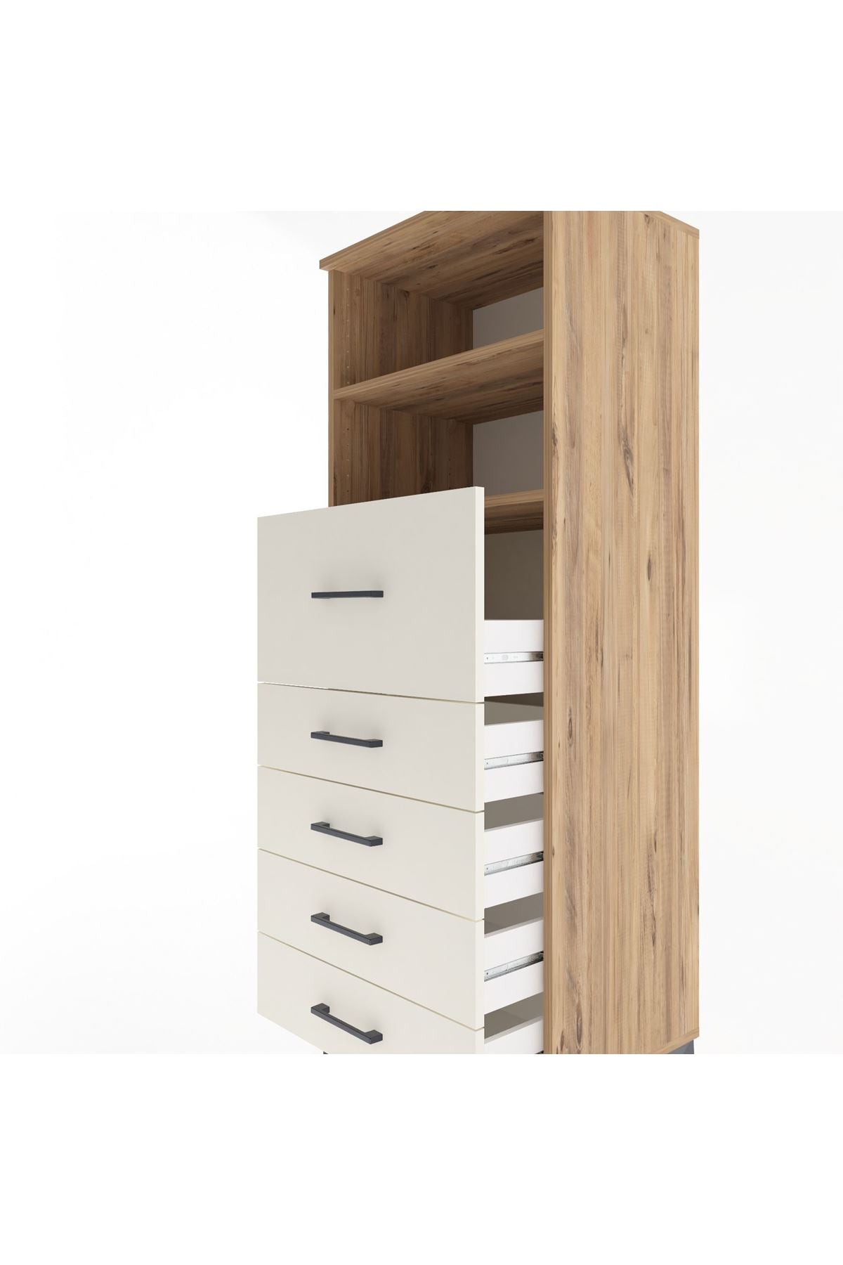 Hyperion Dolap 2 Raflı 5 Çekmeceli 60x44x163 - S53M045V7B