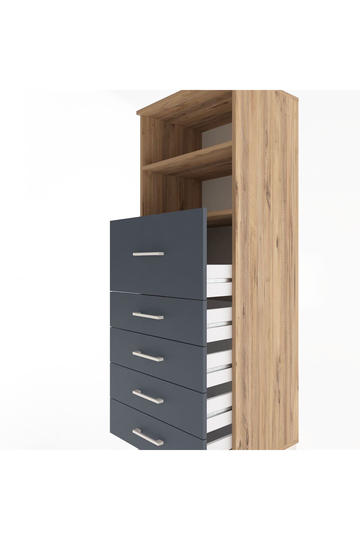 Hyperion Dolap 2 Raflı 5 Çekmeceli 60x44x163 - S53M045V8B