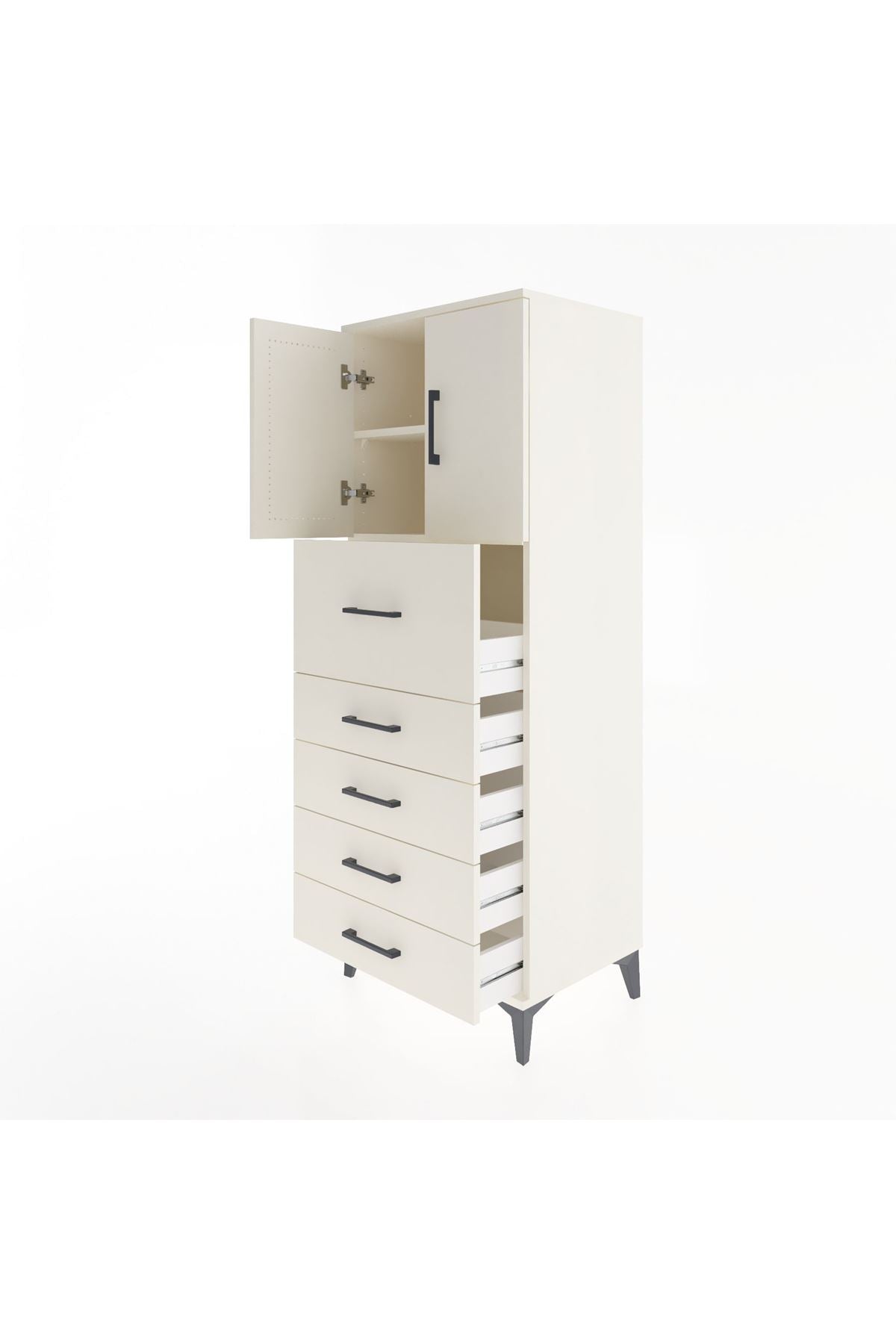 Hyperion Dolap 2 Raflı 5 Çekmeceli 2 Kapaklı 60x44x163 - S53M046V1B
