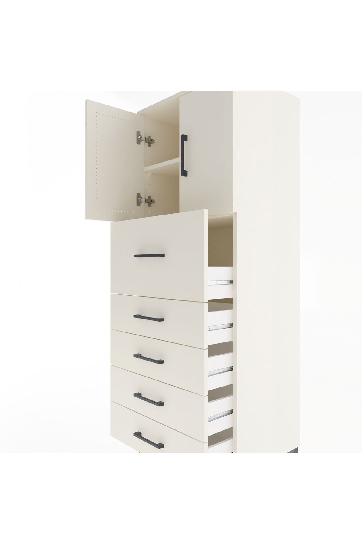 Hyperion Dolap 2 Raflı 5 Çekmeceli 2 Kapaklı 60x44x163 - S53M046V1B
