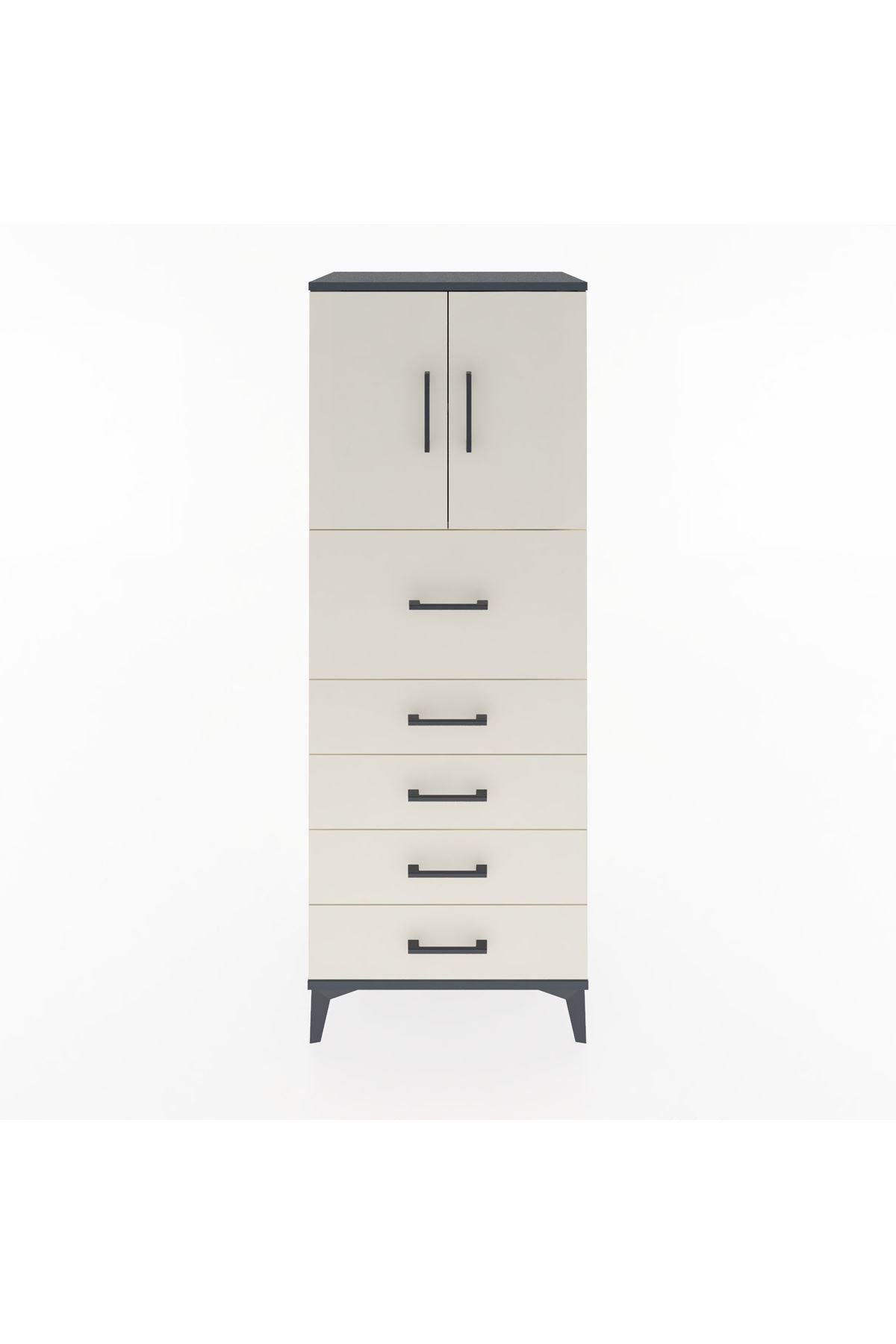 Hyperion Dolap 2 Raflı 5 Çekmeceli 2 Kapaklı 60x44x163 - S53M046V4B