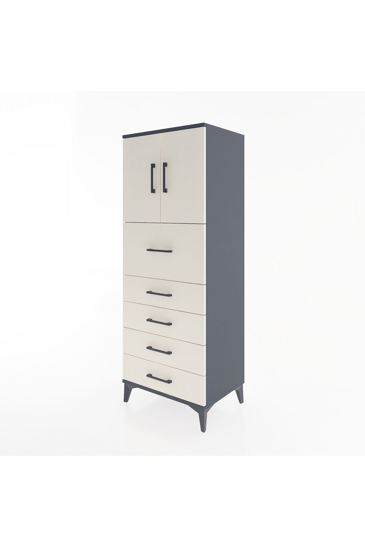 Hyperion Dolap 2 Raflı 5 Çekmeceli 2 Kapaklı 60x44x163 - S53M046V4B