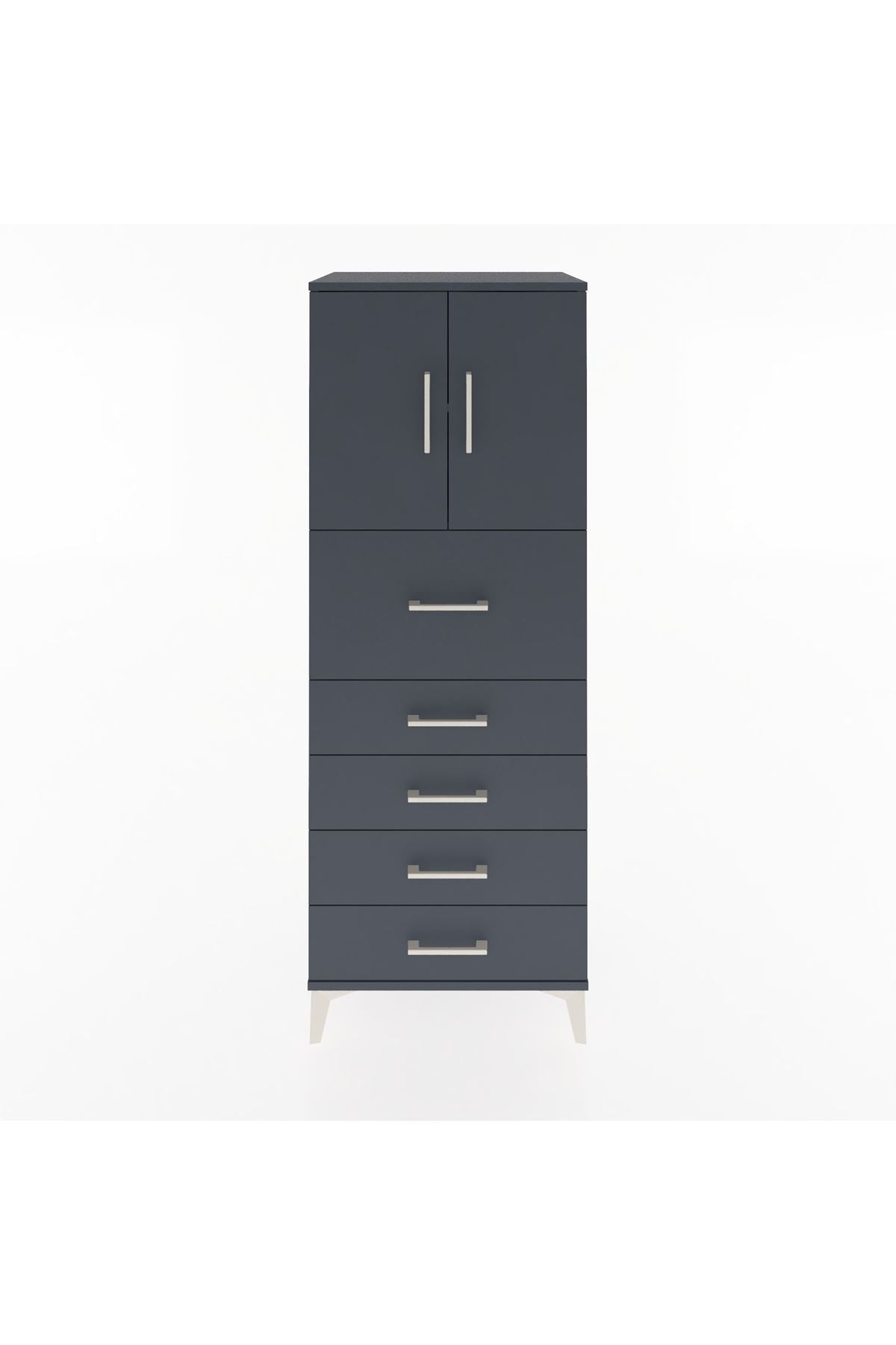 Hyperion Dolap 2 Raflı 5 Çekmeceli 2 Kapaklı 60x44x163 - S53M046V5B