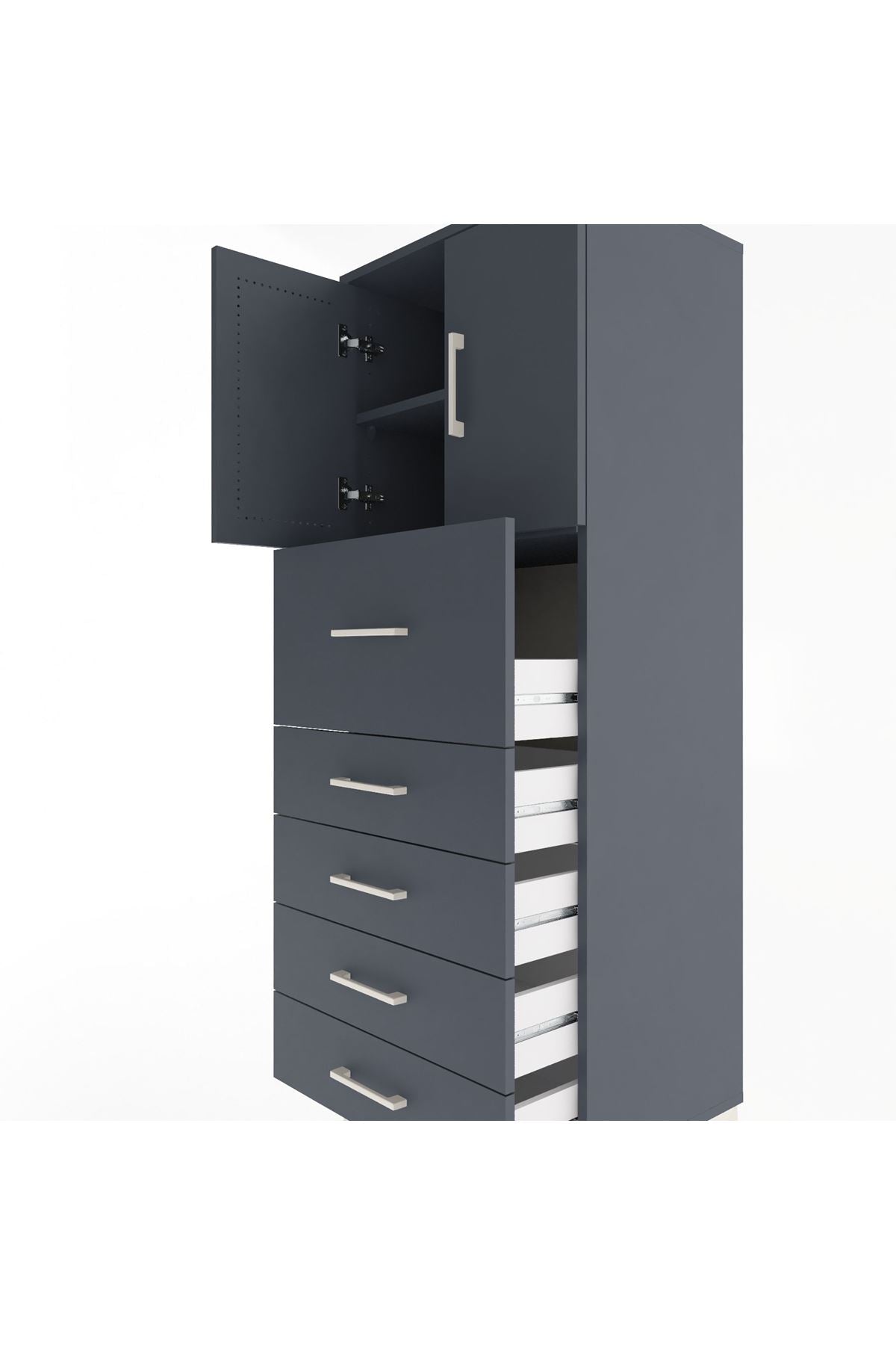 Hyperion Dolap 2 Raflı 5 Çekmeceli 2 Kapaklı 60x44x163 - S53M046V5B