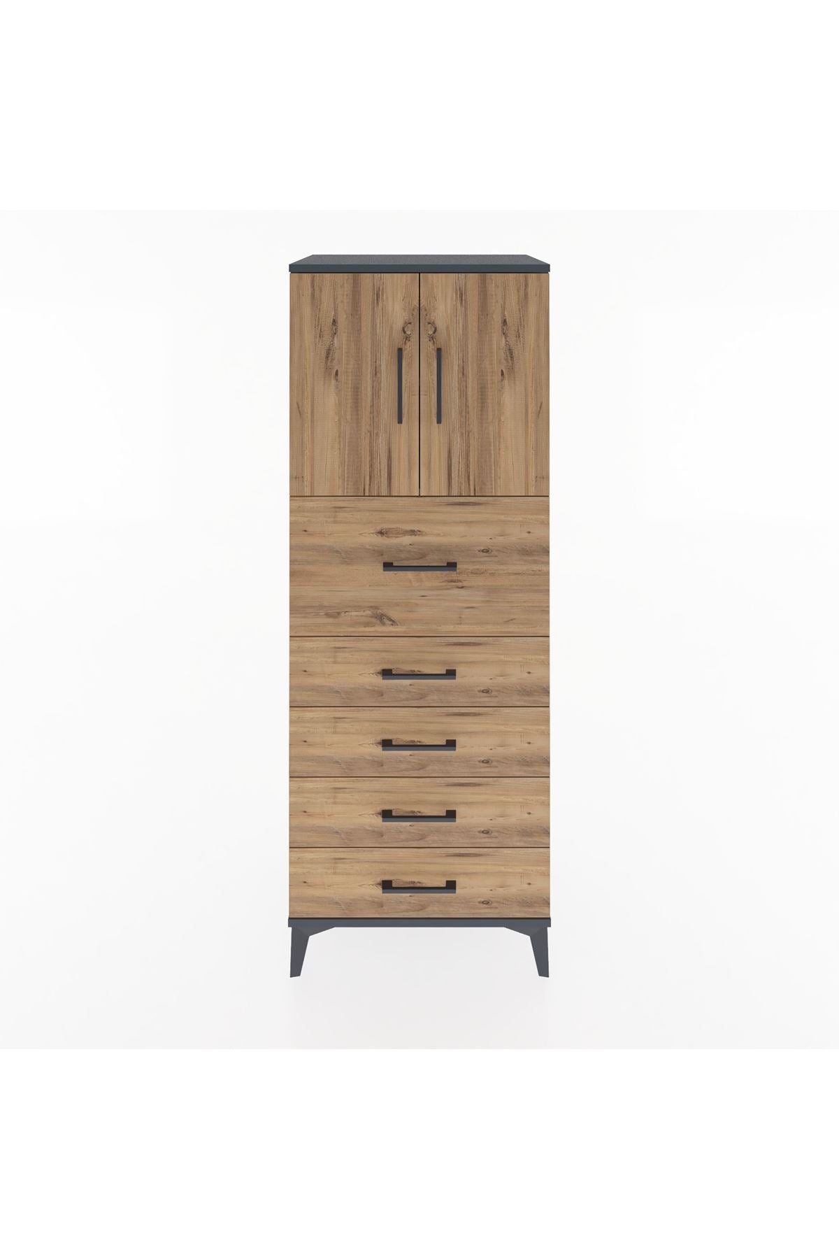 Hyperion Dolap 2 Raflı 5 Çekmeceli 2 Kapaklı 60x44x163 - S53M046V6B