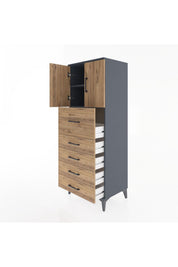 Hyperion Dolap 2 Raflı 5 Çekmeceli 2 Kapaklı 60x44x163 - S53M046V6B
