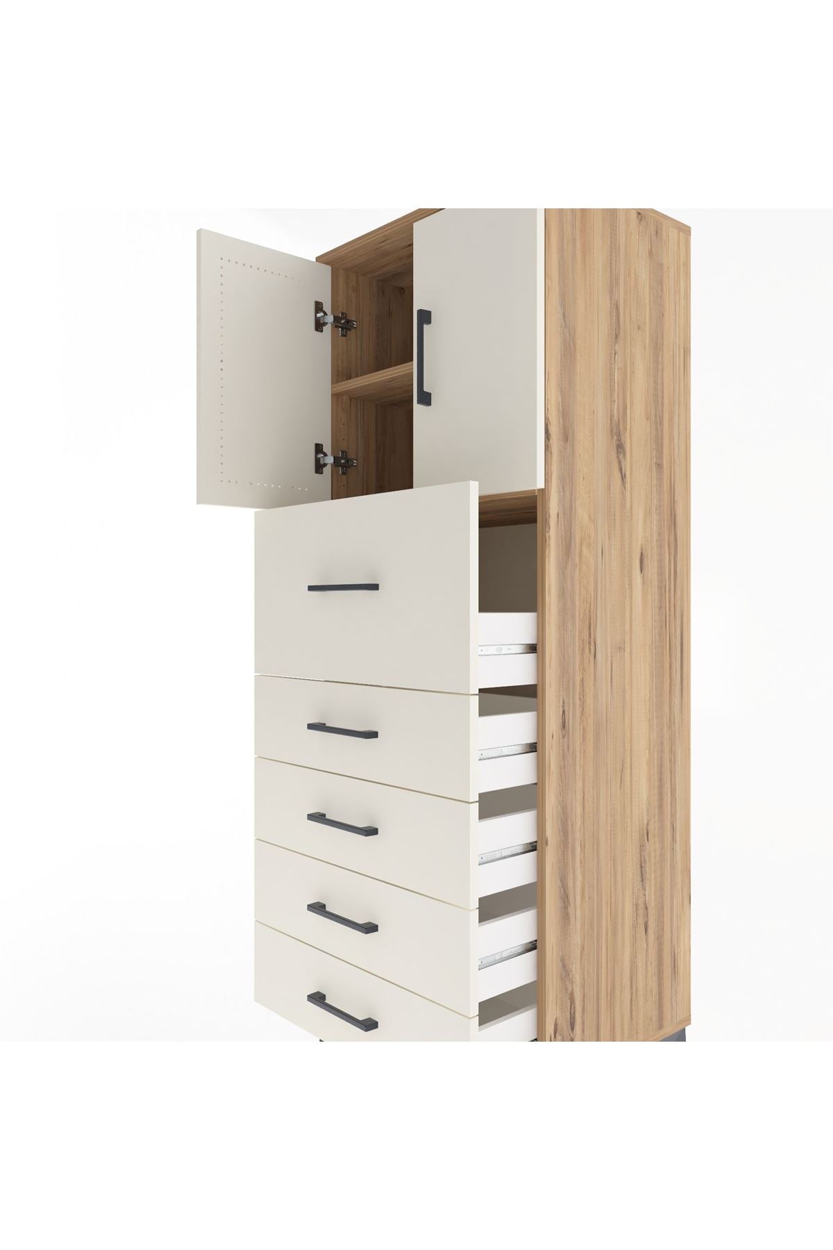 Hyperion Dolap 2 Raflı 5 Çekmeceli 2 Kapaklı 60x44x163 - S53M046V7B