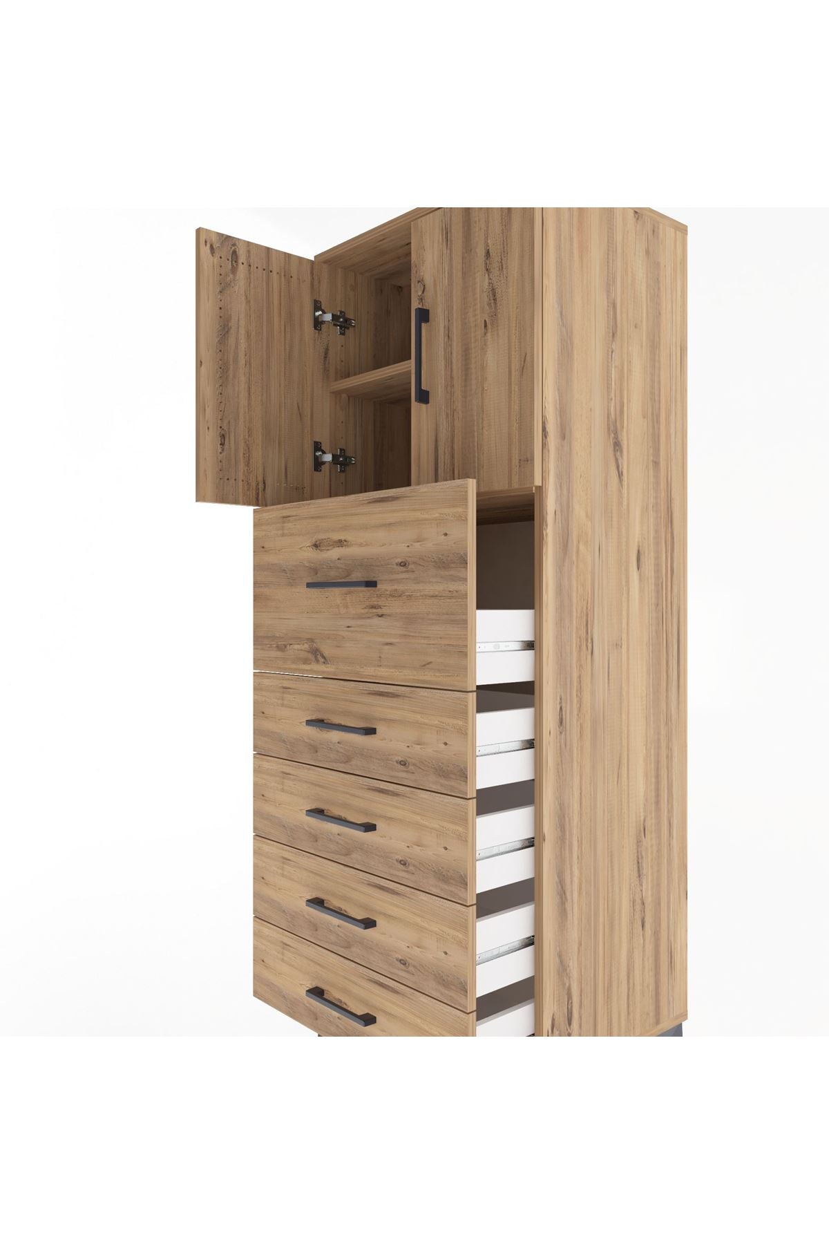 Hyperion Dolap 2 Raflı 5 Çekmeceli 2 Kapaklı 60x44x163 - S53M046V9B