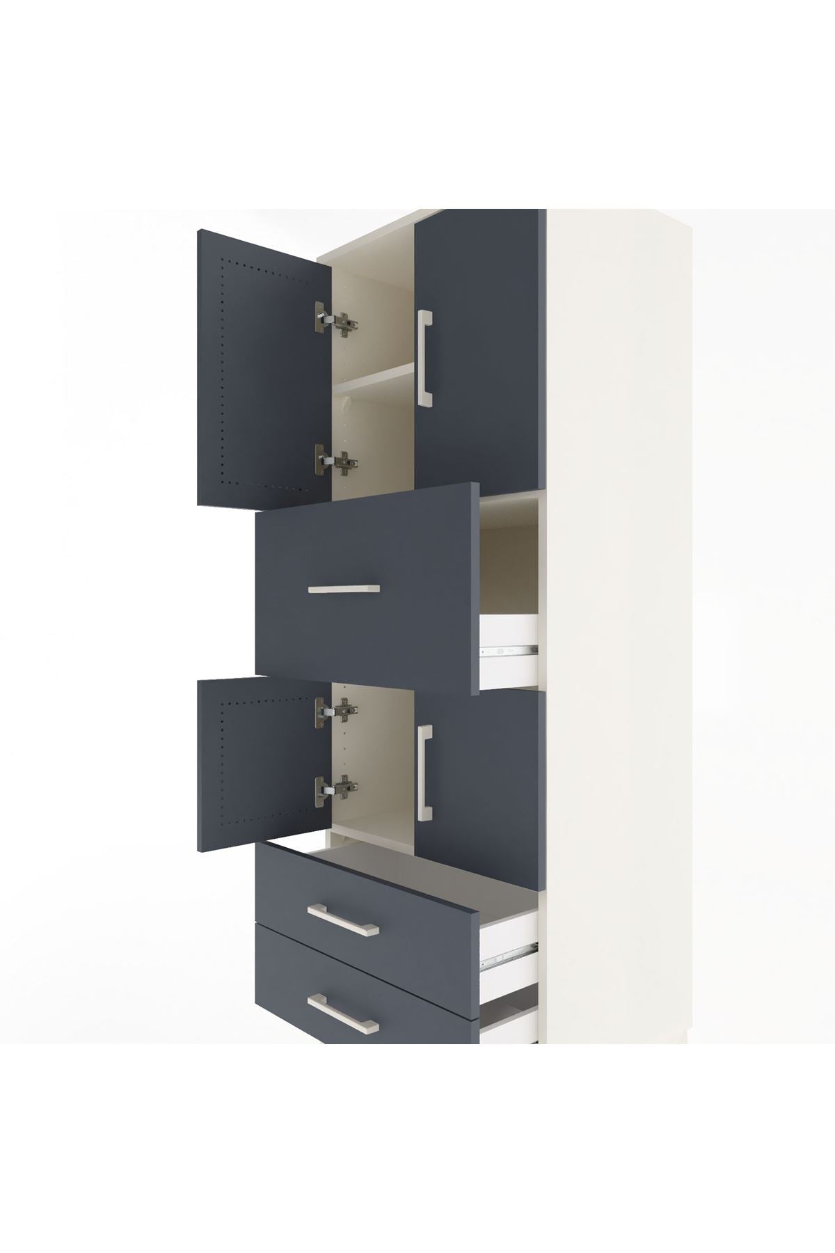 Hyperion Dolap 3 Raflı 3 Çekmeceli 4 Kapaklı 60x44x163 - S53M047V2B