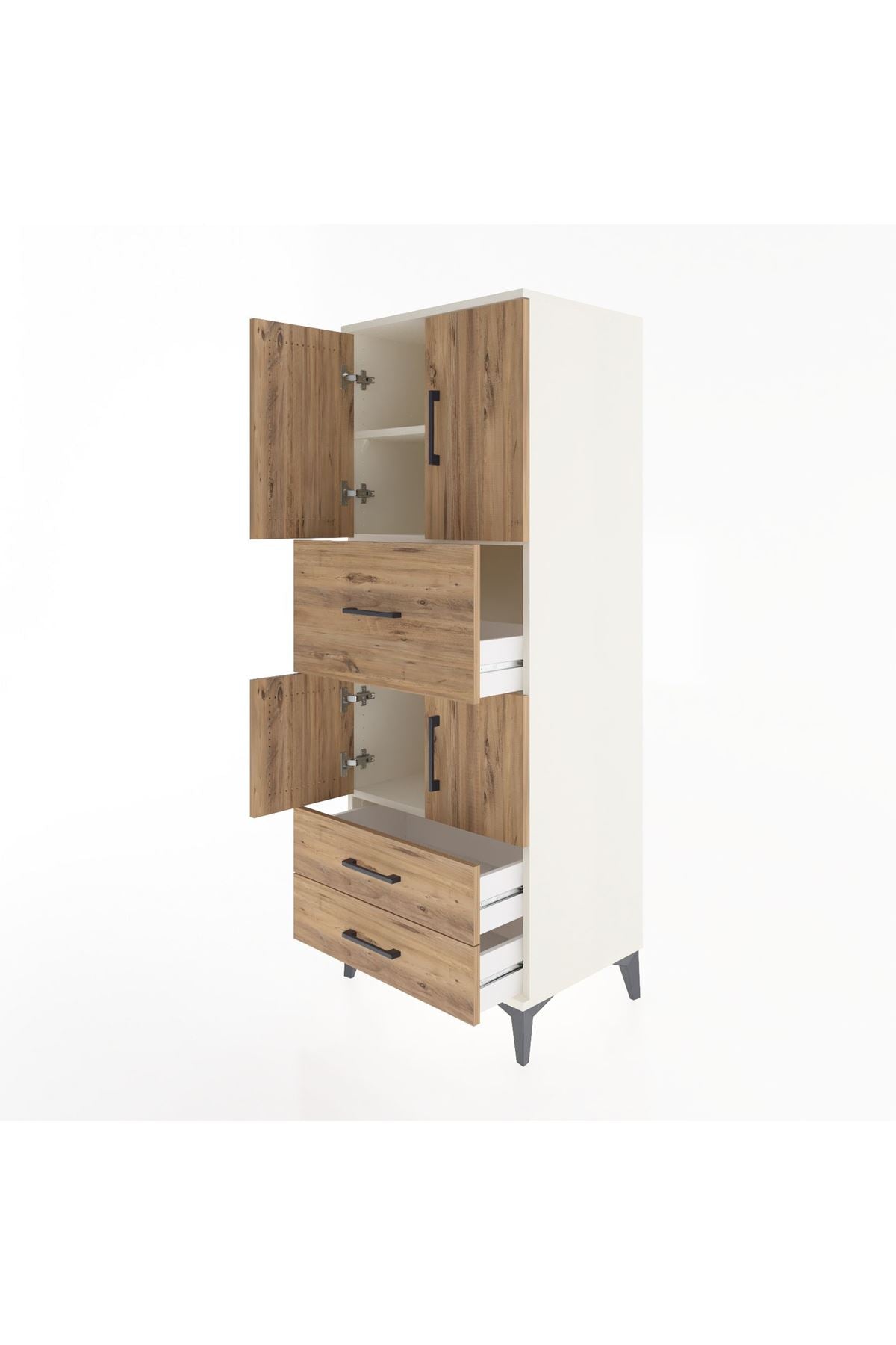 Hyperion Dolap 3 Raflı 3 Çekmeceli 4 Kapaklı 60x44x163 - S53M047V3B