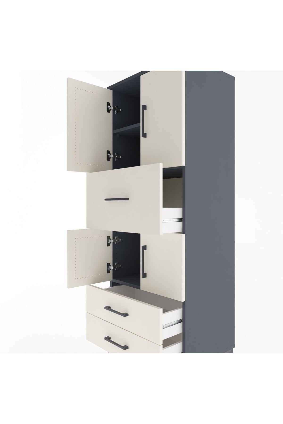 Hyperion Dolap 3 Raflı 3 Çekmeceli 4 Kapaklı 60x44x163 - S53M047V4B