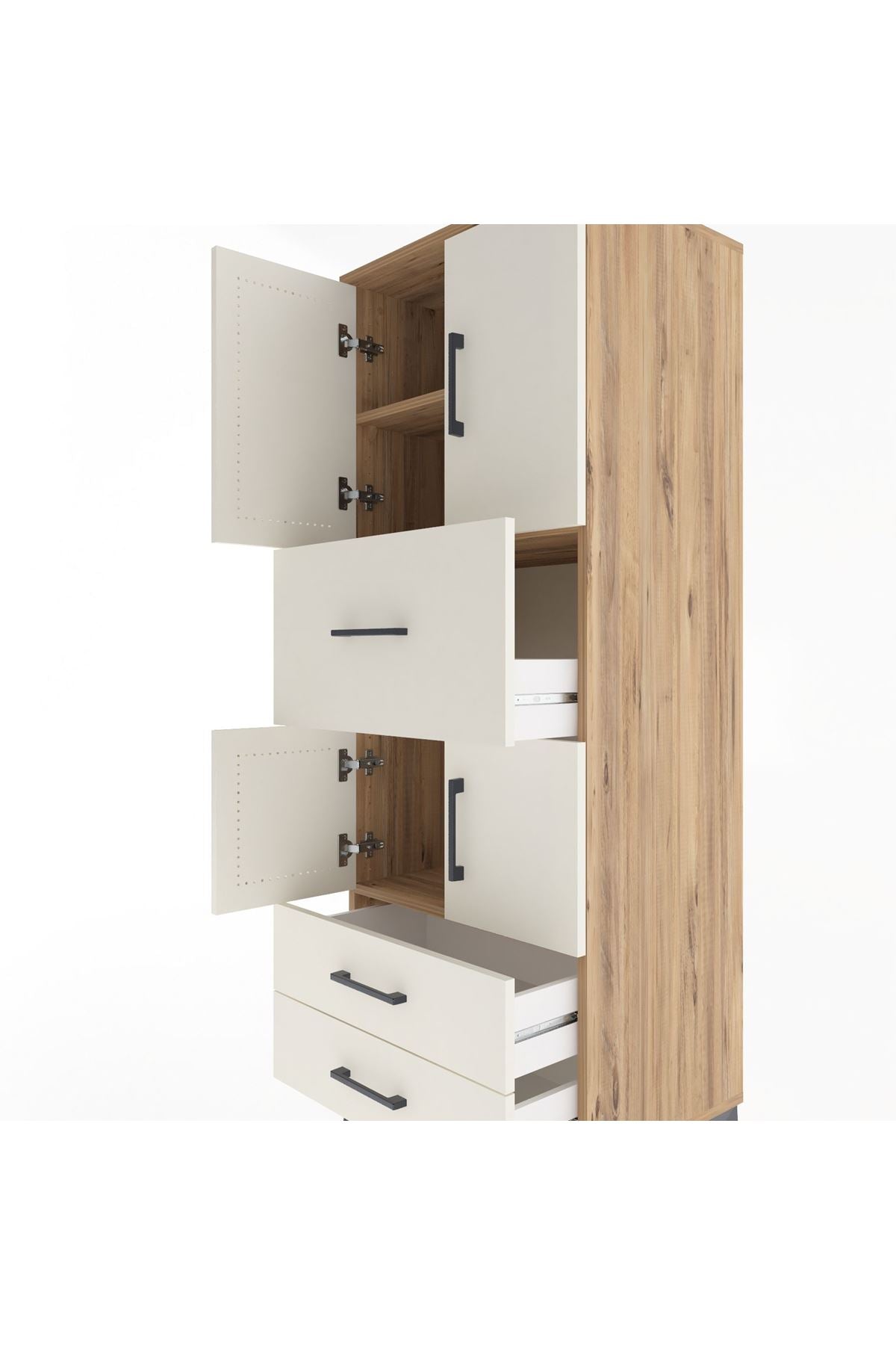 Hyperion Dolap 3 Raflı 3 Çekmeceli 4 Kapaklı 60x44x163 - S53M047V7B