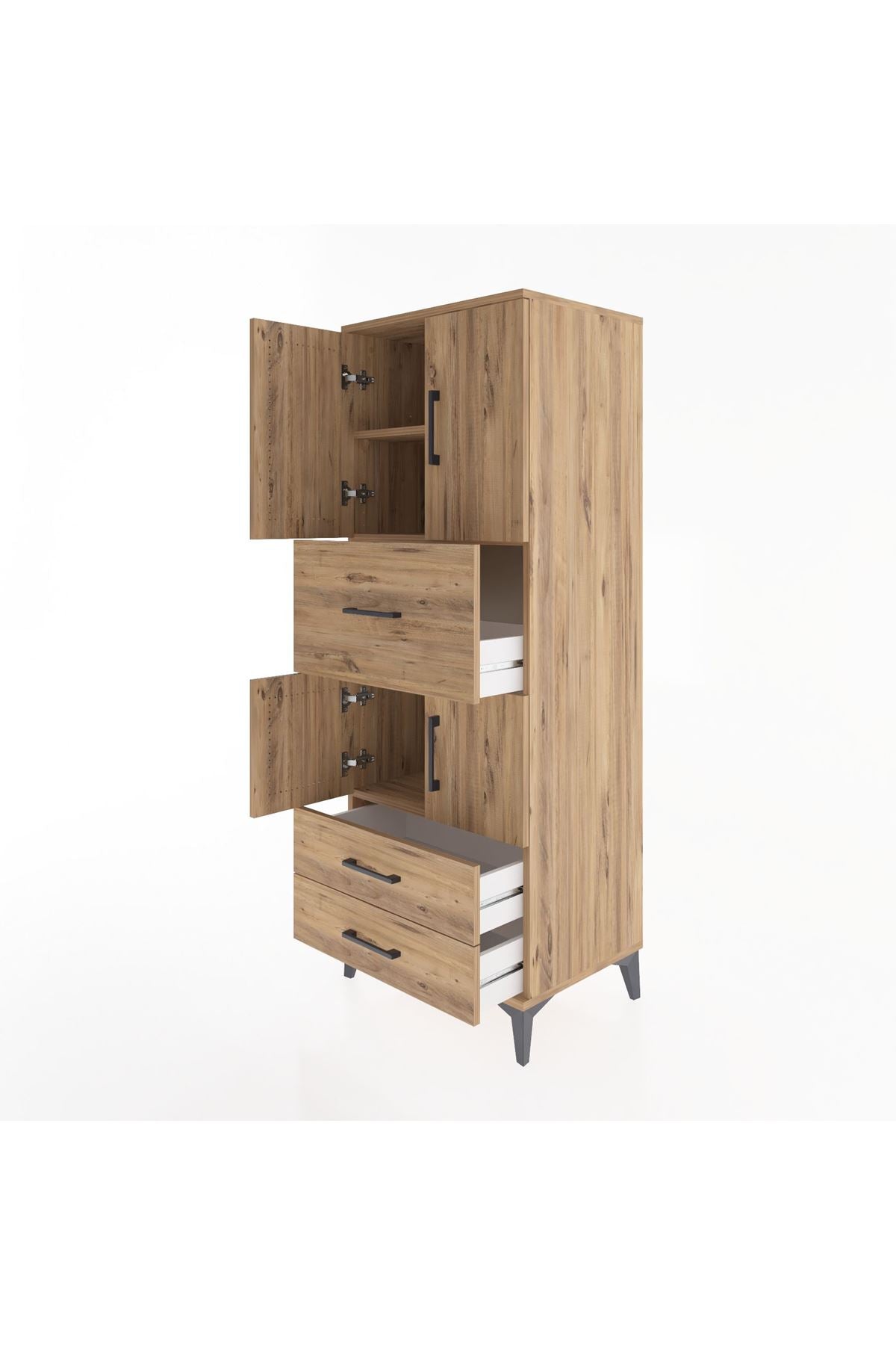 Hyperion Dolap 3 Raflı 3 Çekmeceli 4 Kapaklı 60x44x163 - S53M047V9B