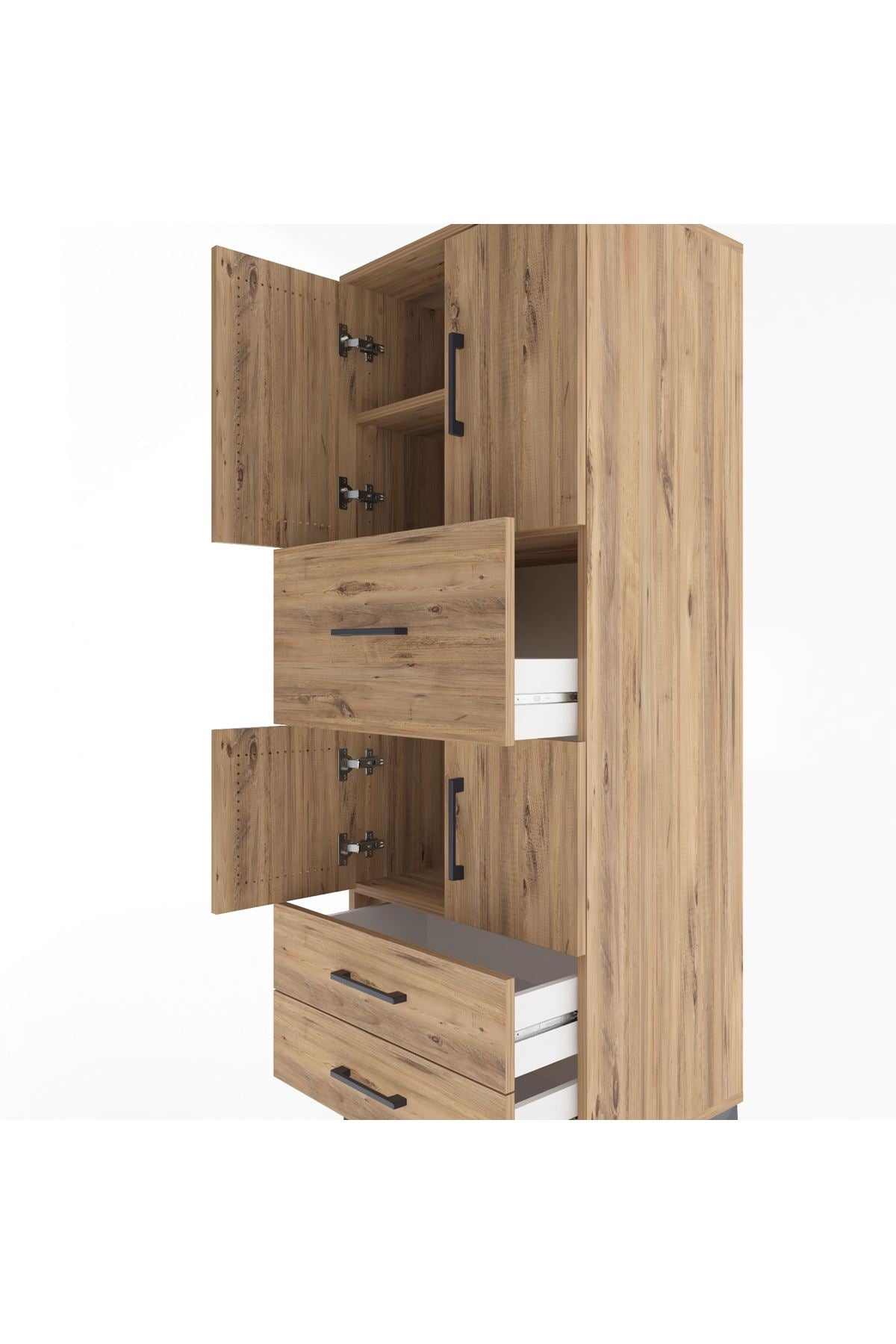 Hyperion Dolap 3 Raflı 3 Çekmeceli 4 Kapaklı 60x44x163 - S53M047V9B