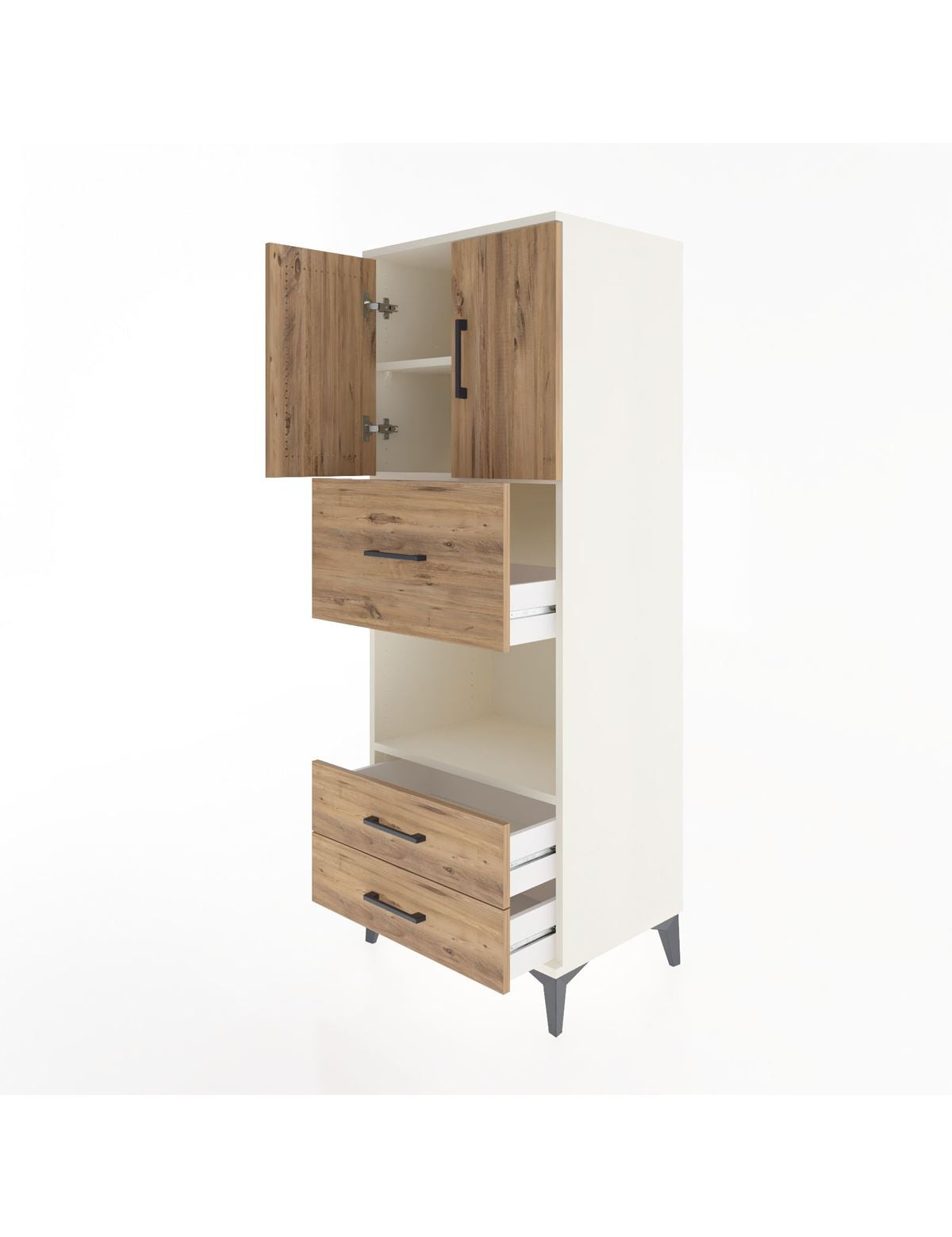Hyperion Dolap 3 Raflı 3 Çekmeceli 2 Kapaklı 60x44x163 - S53M049V3B