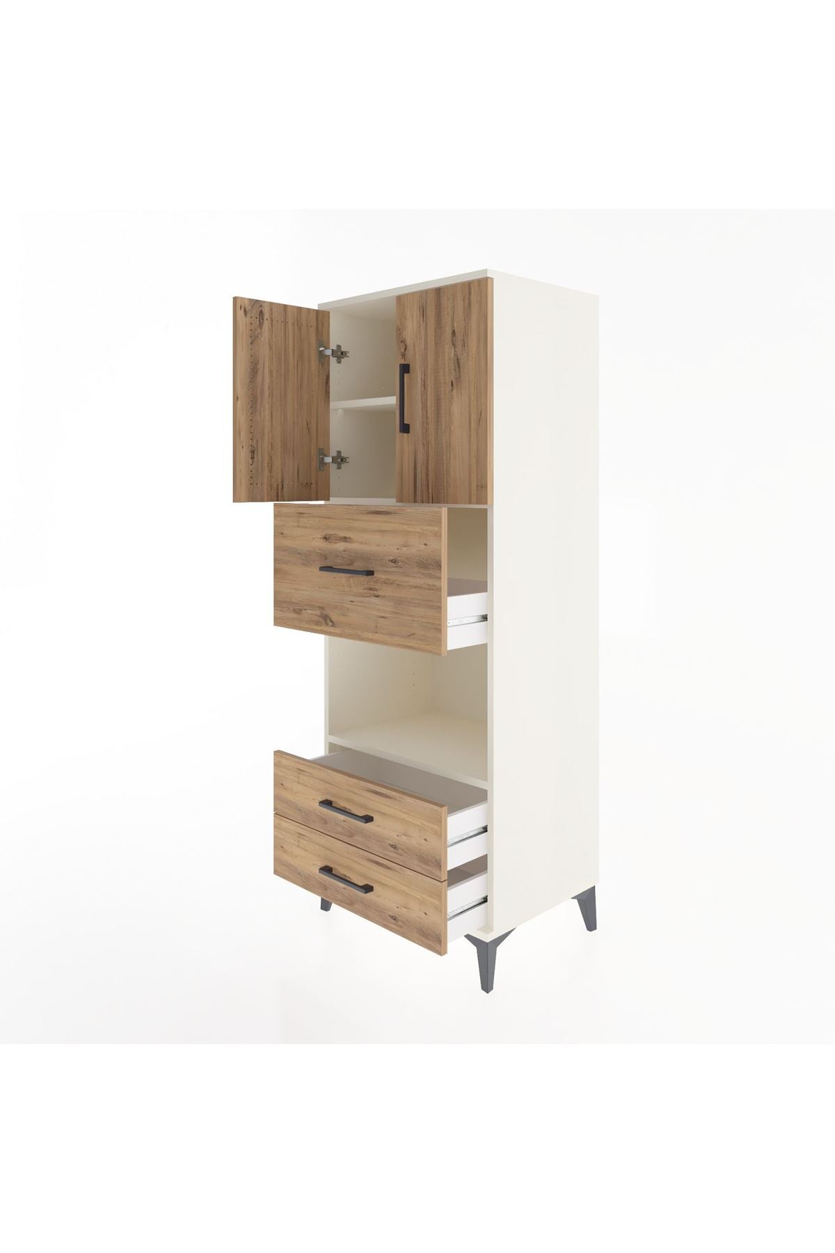 Hyperion Dolap 3 Raflı 3 Çekmeceli 2 Kapaklı 60x44x163 - S53M049V3B