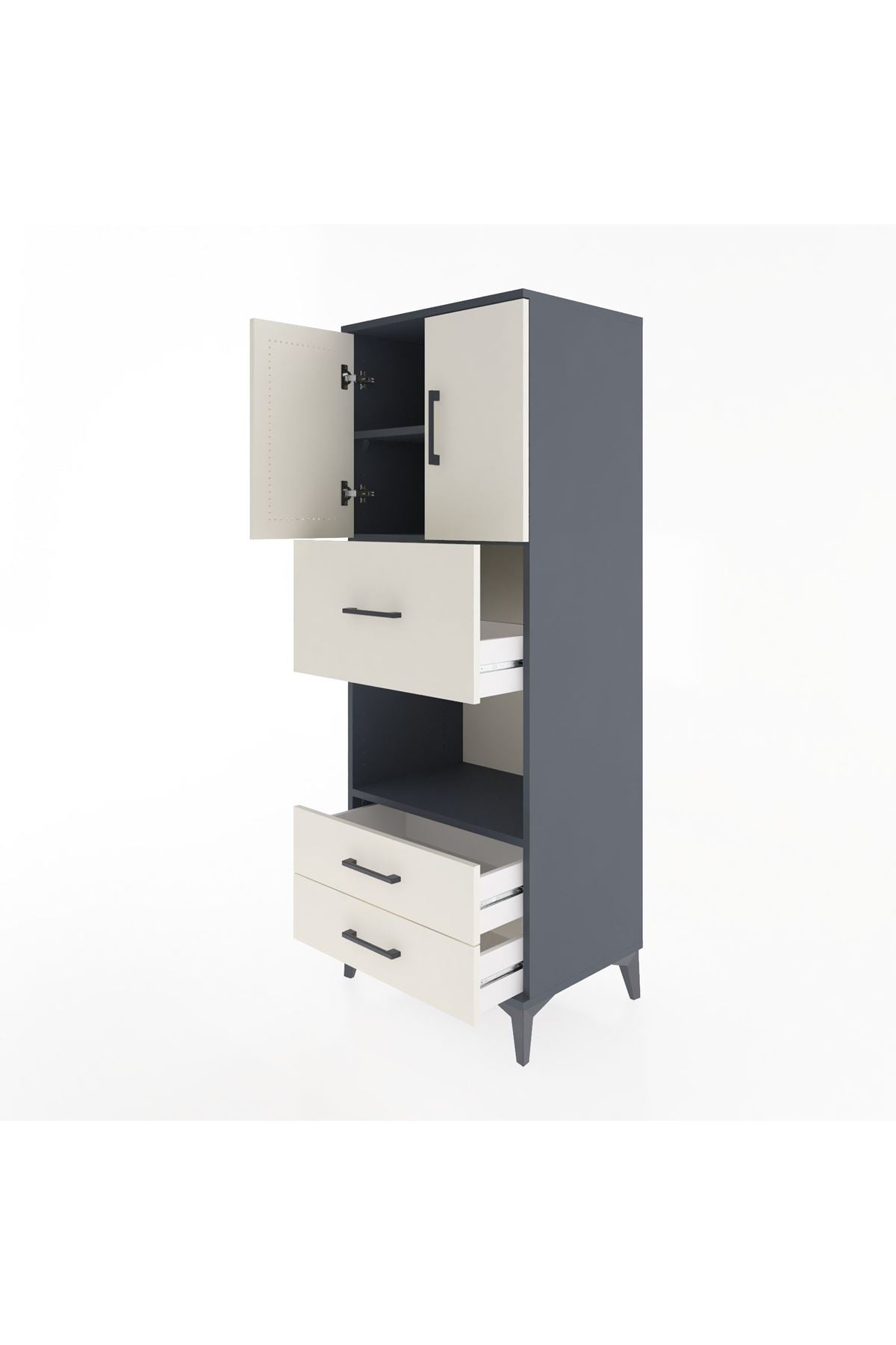 Hyperion Dolap 3 Raflı 3 Çekmeceli 2 Kapaklı 60x44x163 - S53M049V4B