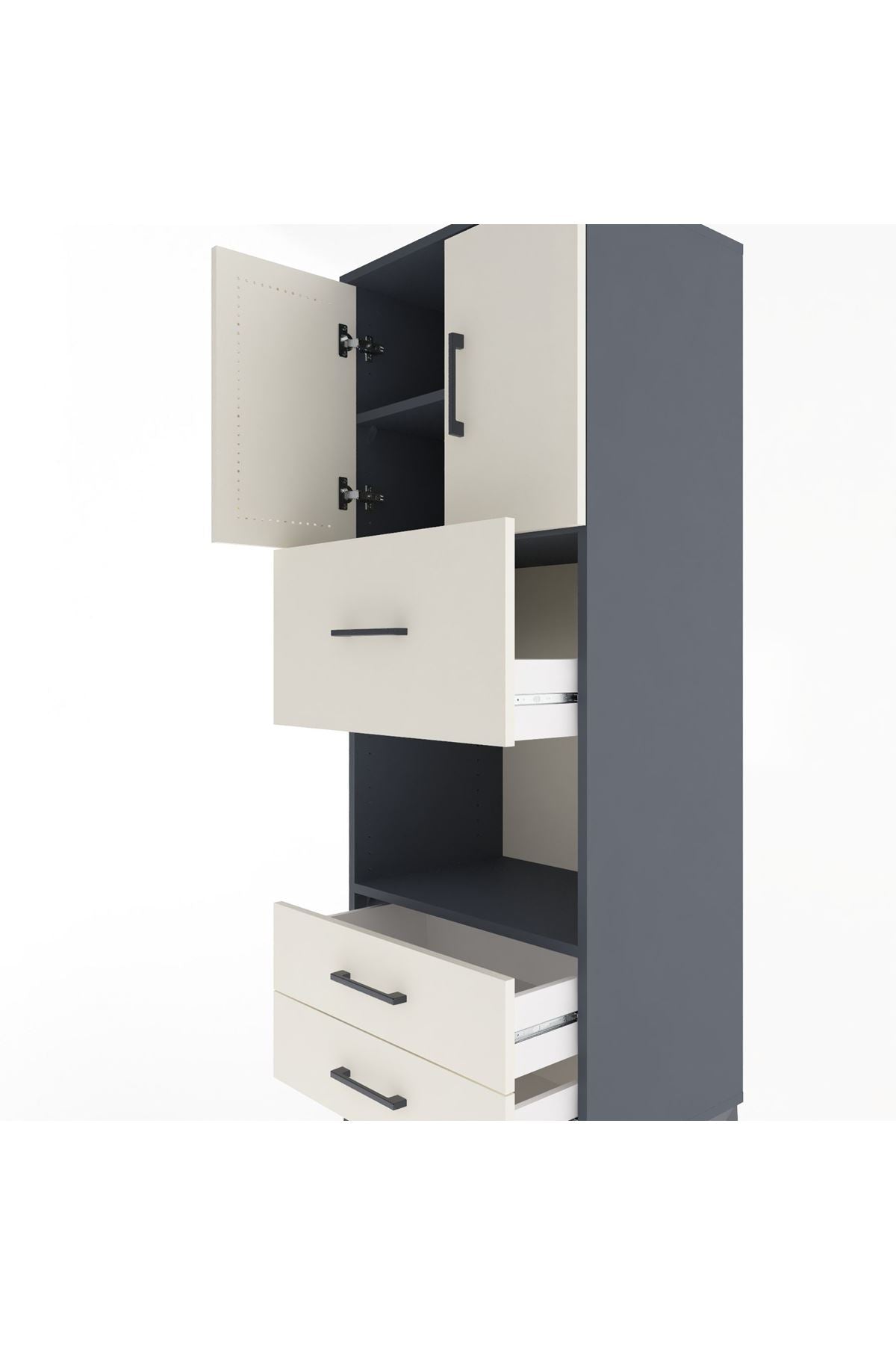 Hyperion Dolap 3 Raflı 3 Çekmeceli 2 Kapaklı 60x44x163 - S53M049V4B