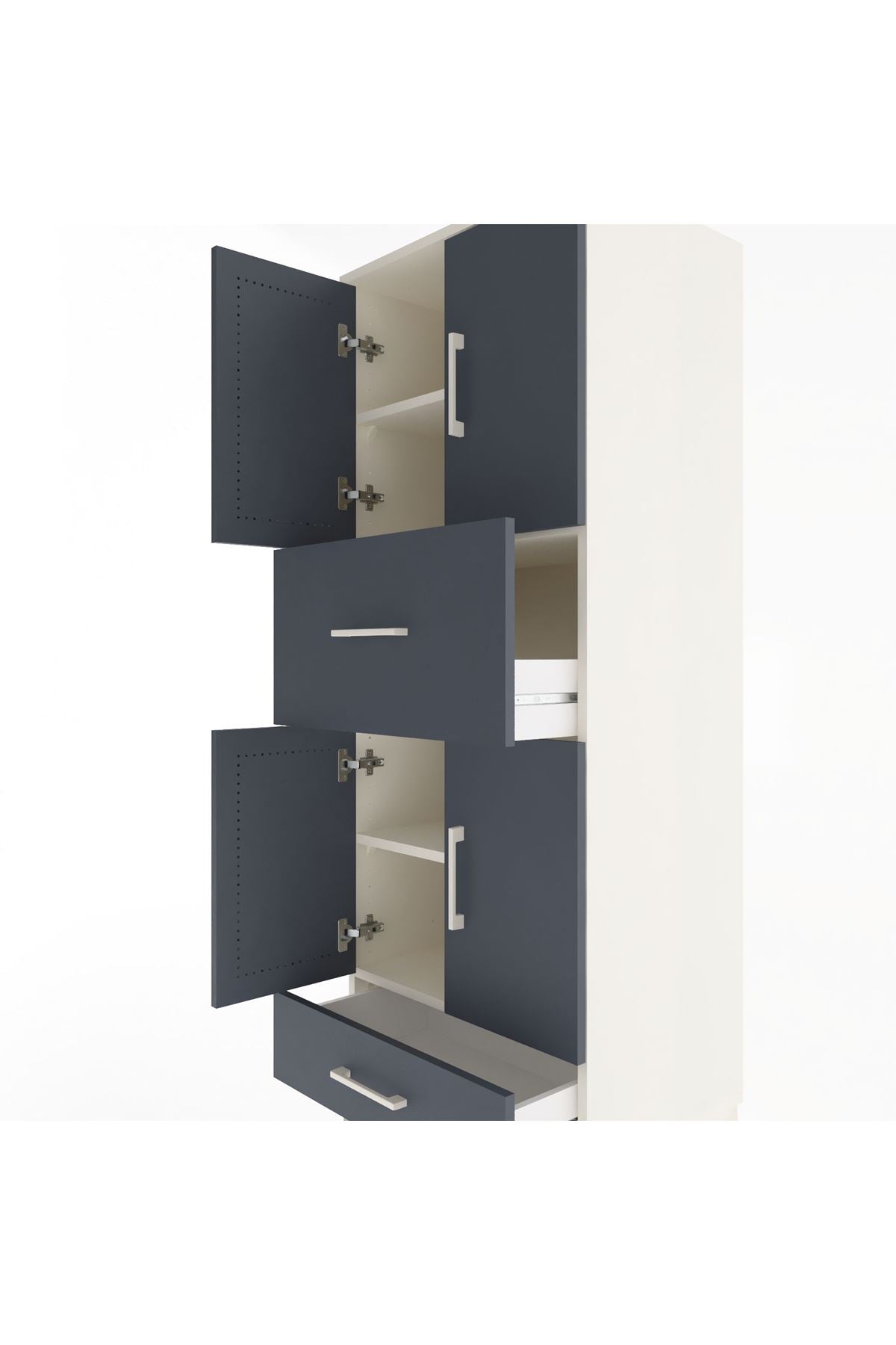 Hyperion Dolap 4 Raflı 2 Çekmeceli 4 Kapaklı 60x44x163 - S53M051V2B