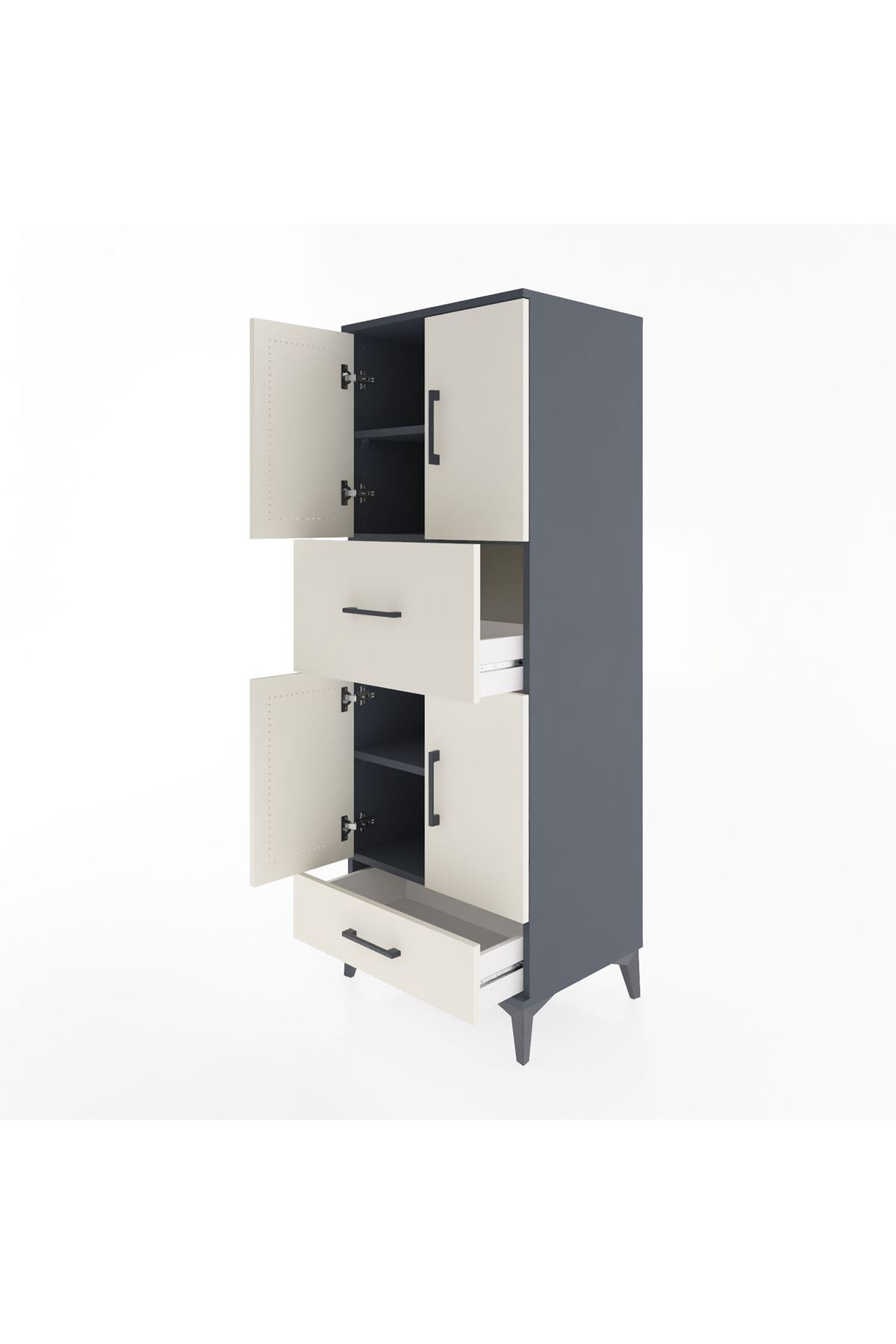 Hyperion Dolap 4 Raflı 2 Çekmeceli 4 Kapaklı 60x44x163 - S53M051V4B