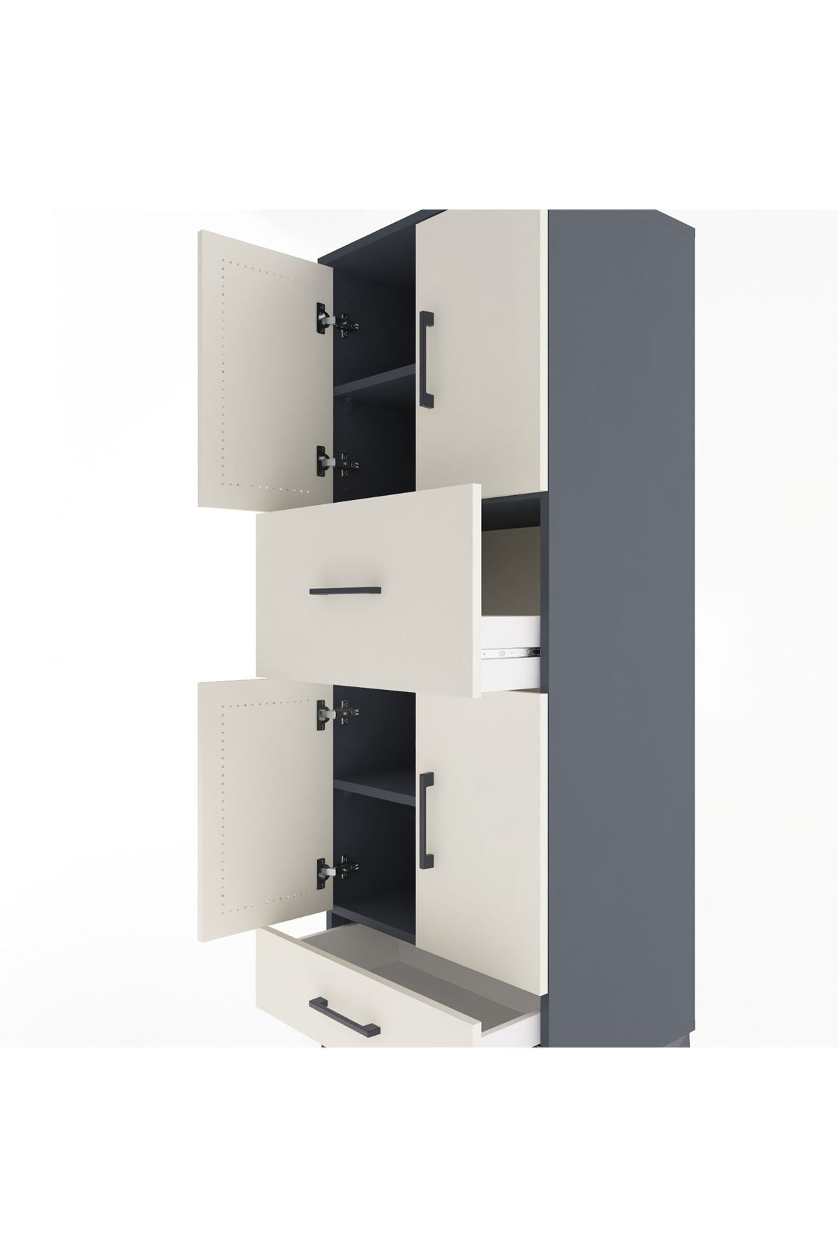 Hyperion Dolap 4 Raflı 2 Çekmeceli 4 Kapaklı 60x44x163 - S53M051V4B