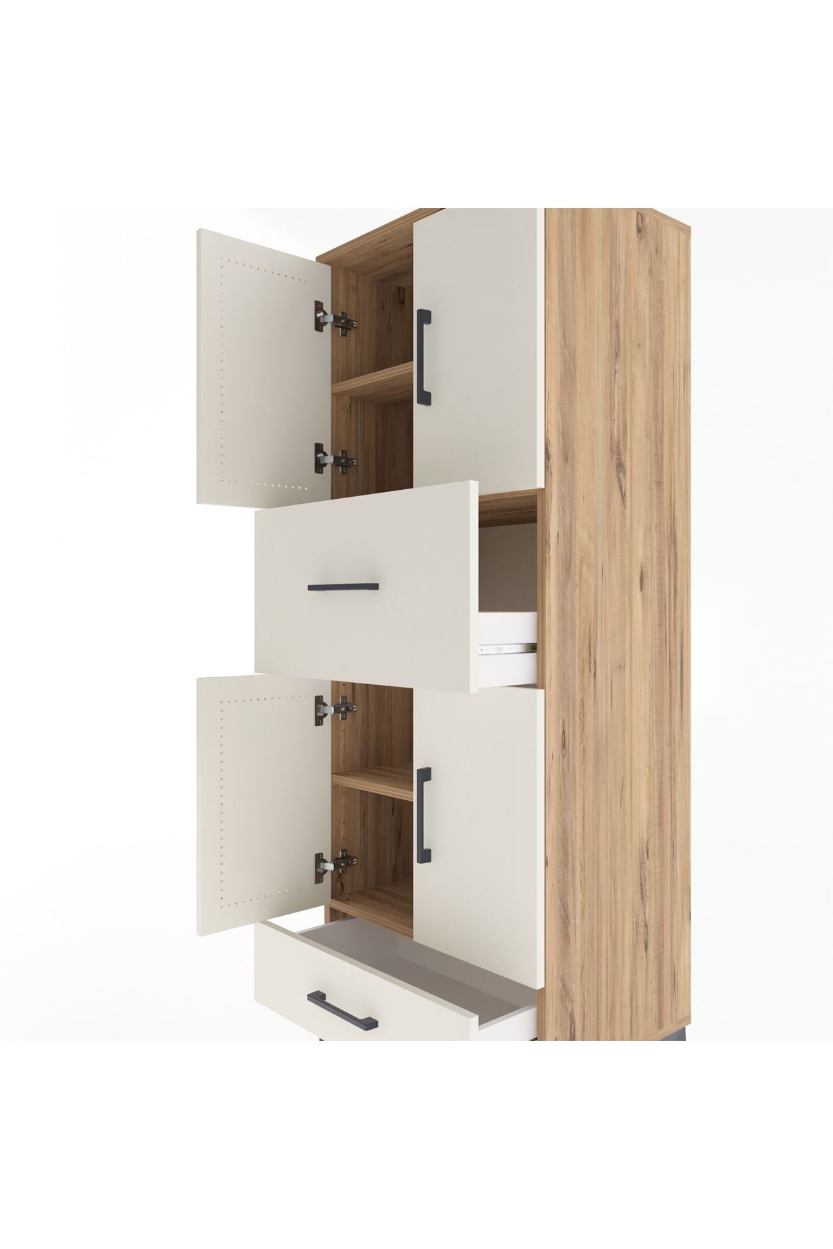 Hyperion Dolap 4 Raflı 2 Çekmeceli 4 Kapaklı 60x44x163 - S53M051V7B