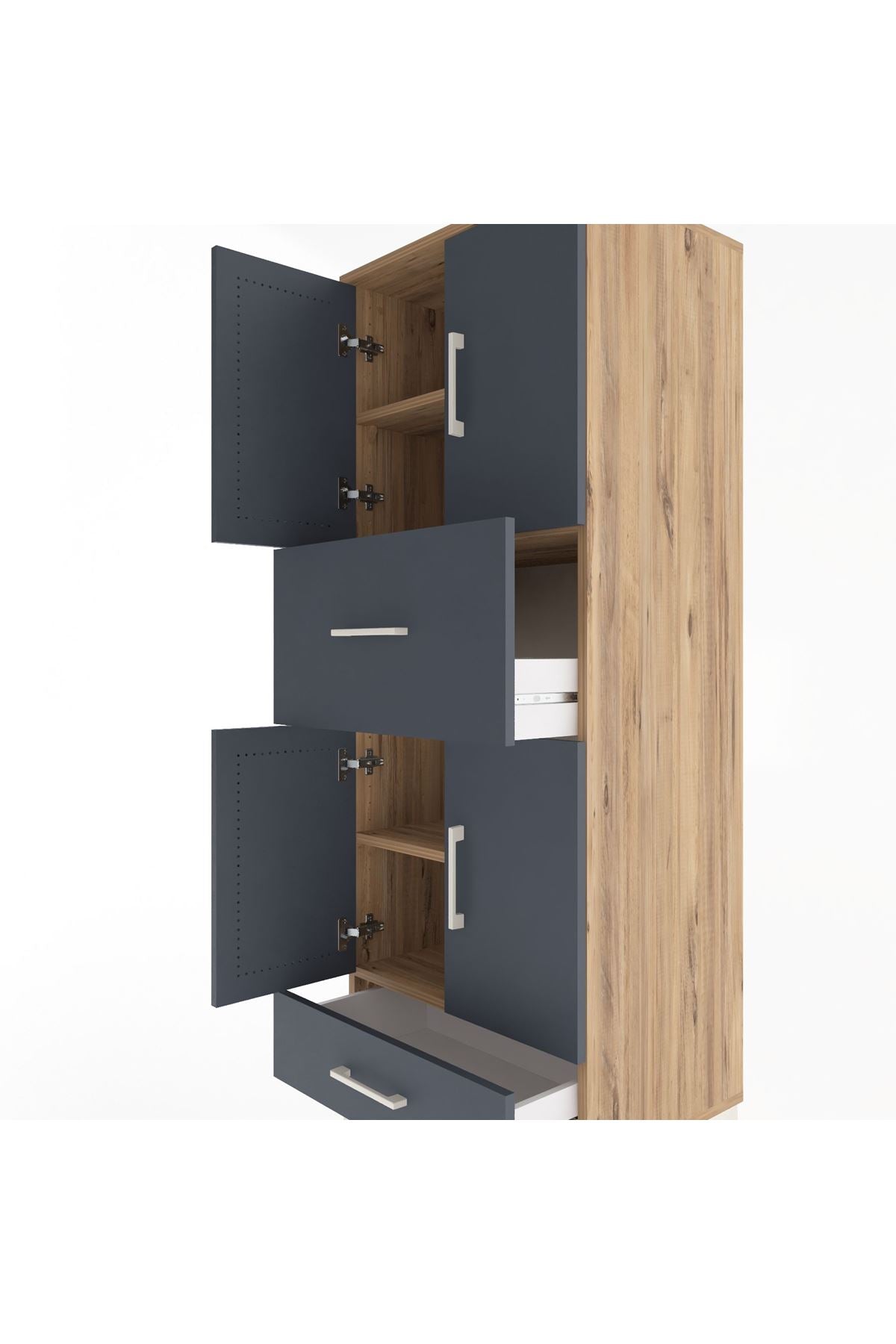 Hyperion Dolap 4 Raflı 2 Çekmeceli 4 Kapaklı 60x44x163 - S53M051V8B