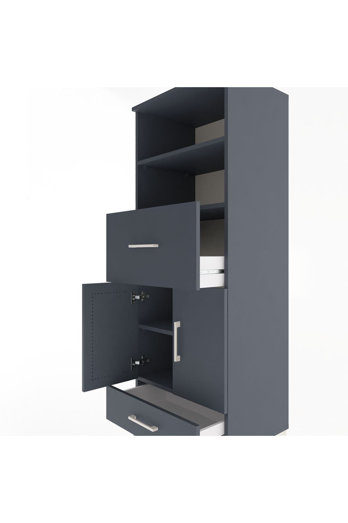 Hyperion Dolap 4 Raflı 2 Çekmeceli 2 Kapaklı 60x44x163 - S53M052V5B