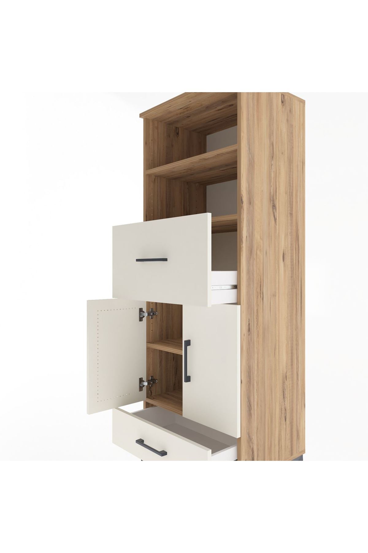 Hyperion Dolap 4 Raflı 2 Çekmeceli 2 Kapaklı 60x44x163 - S53M052V7B