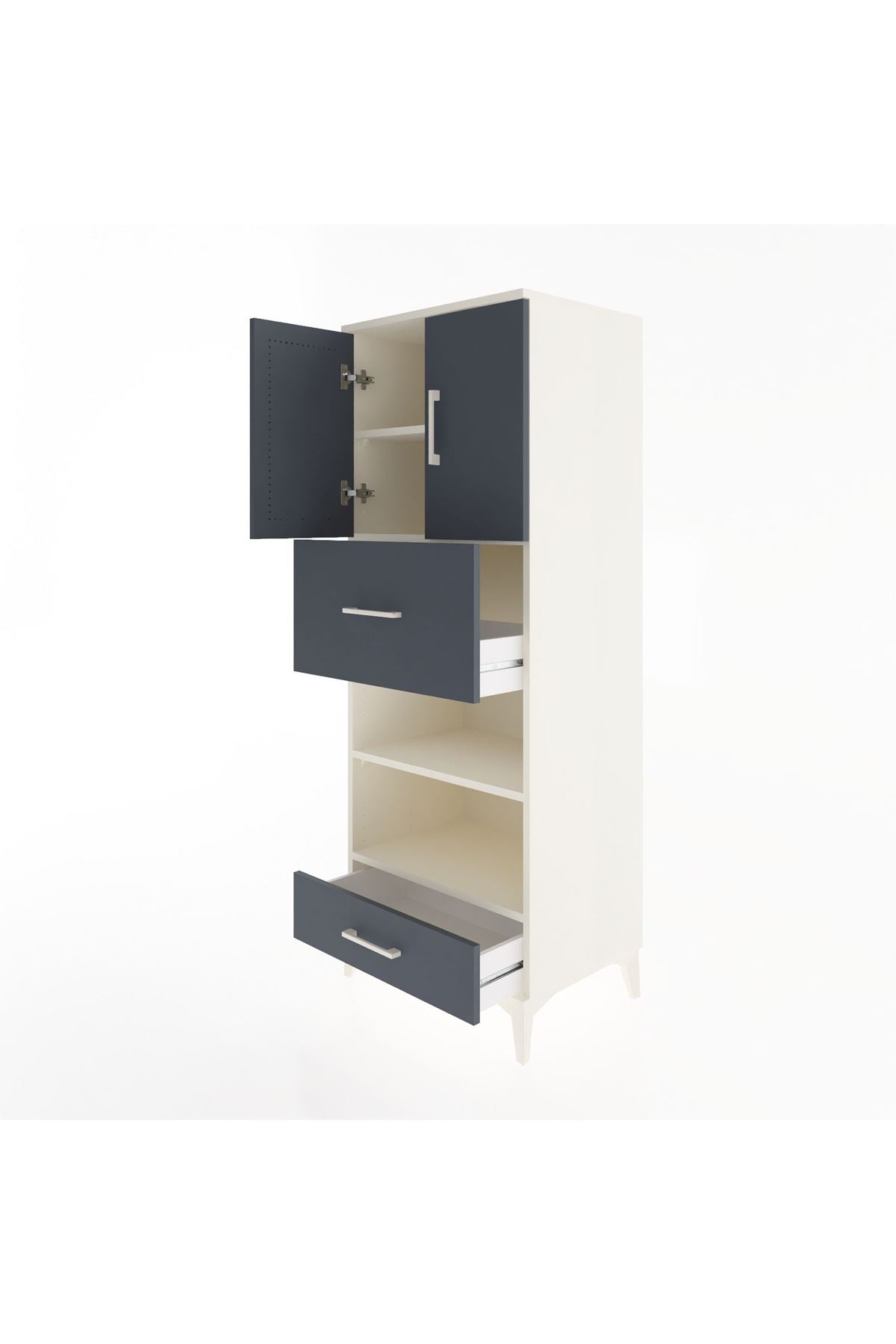 Hyperion Dolap 4 Raflı 2 Çekmeceli 2 Kapaklı 60x44x163 - S53M053V2B