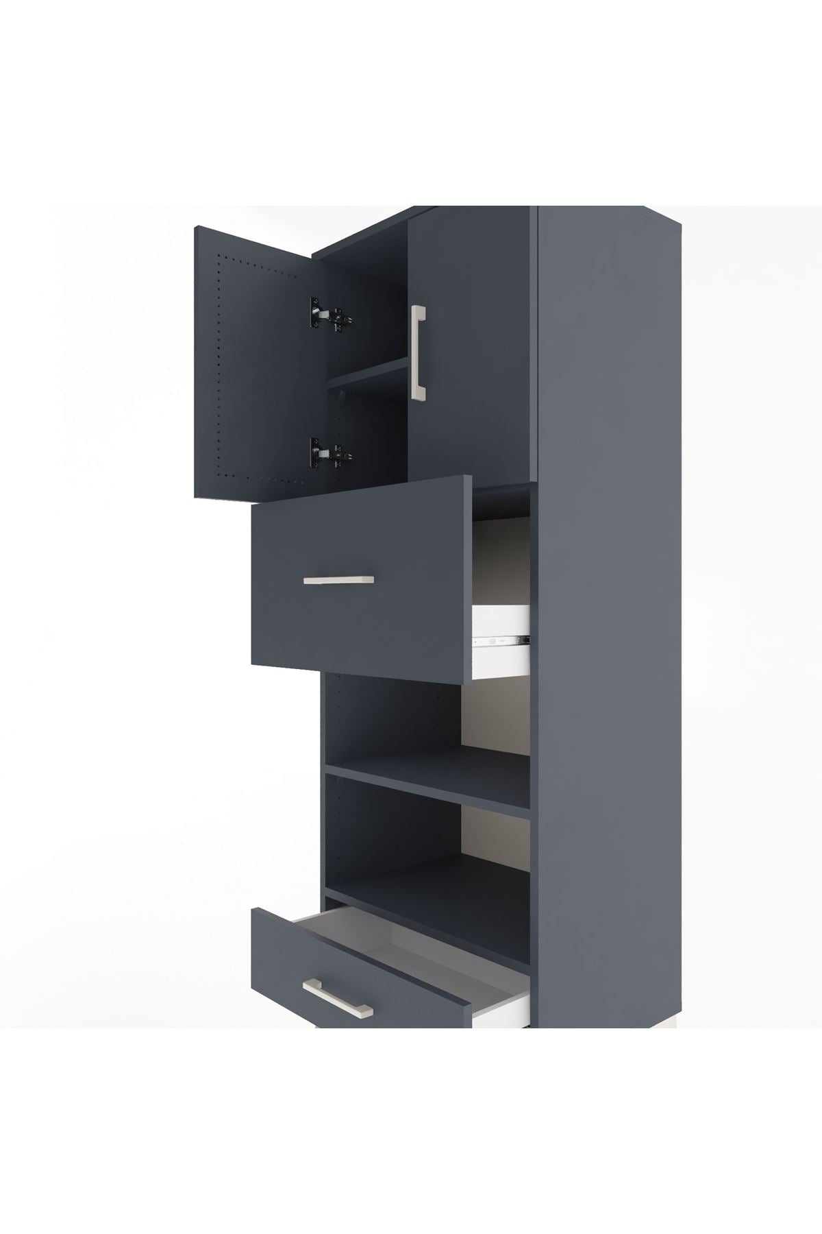 Hyperion Dolap 4 Raflı 2 Çekmeceli 2 Kapaklı 60x44x163 - S53M053V5B