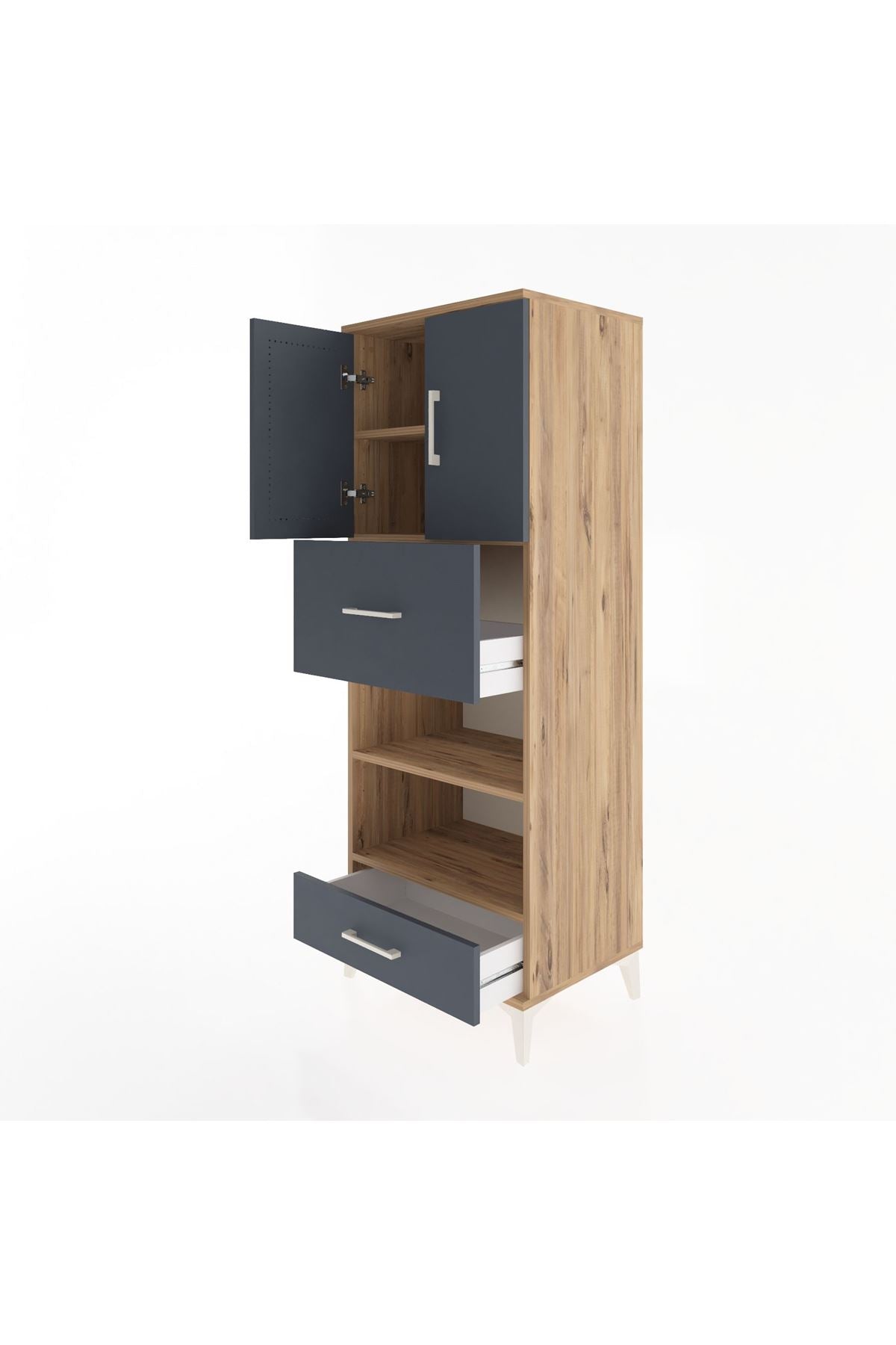 Hyperion Dolap 4 Raflı 2 Çekmeceli 2 Kapaklı 60x44x163 - S53M053V8B
