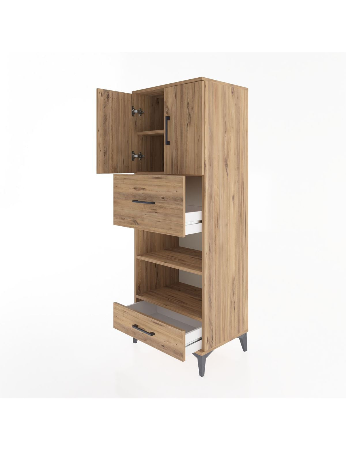 Hyperion Dolap 4 Raflı 2 Çekmeceli 2 Kapaklı 60x44x163 - S53M053V9B