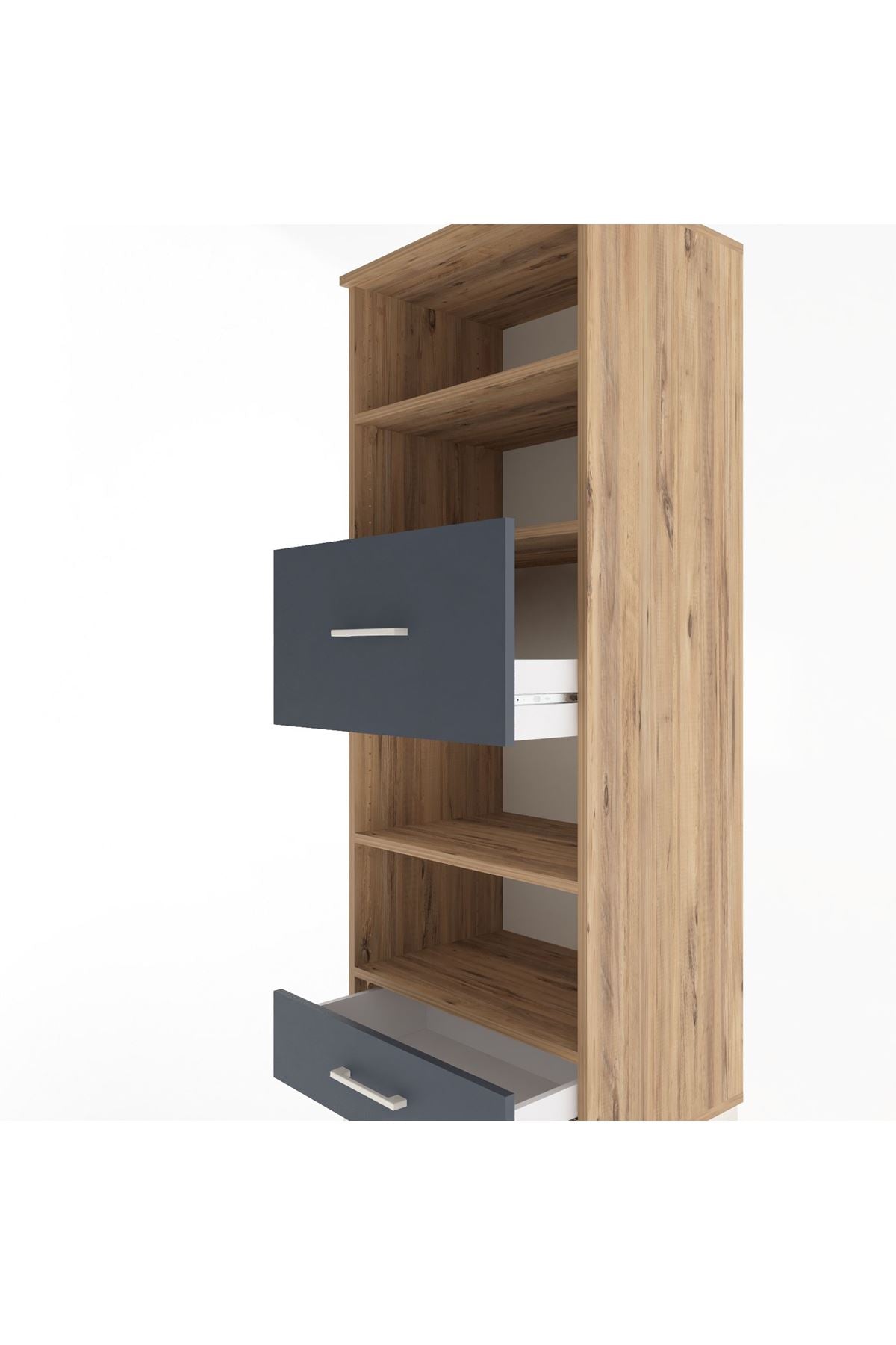 Hyperion Dolap 4 Raflı 2 Çekmeceli 60x44x163 - S53M054V8B
