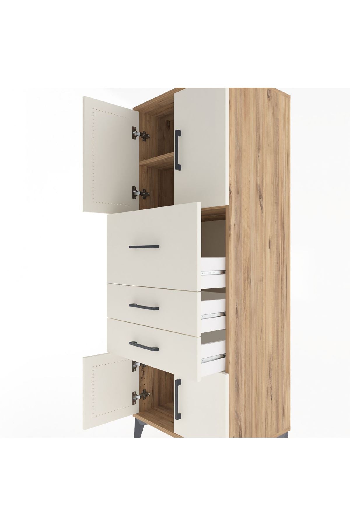 Hyperion Dolap 2 Raflı 3 Çekmeceli 4 Kapaklı 60x44x163 - S53M055V7B