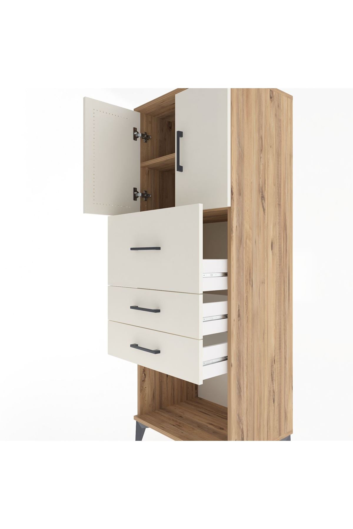 Hyperion Dolap 2 Raflı 3 Çekmeceli 2 Kapaklı 60x44x163 - S53M057V7B