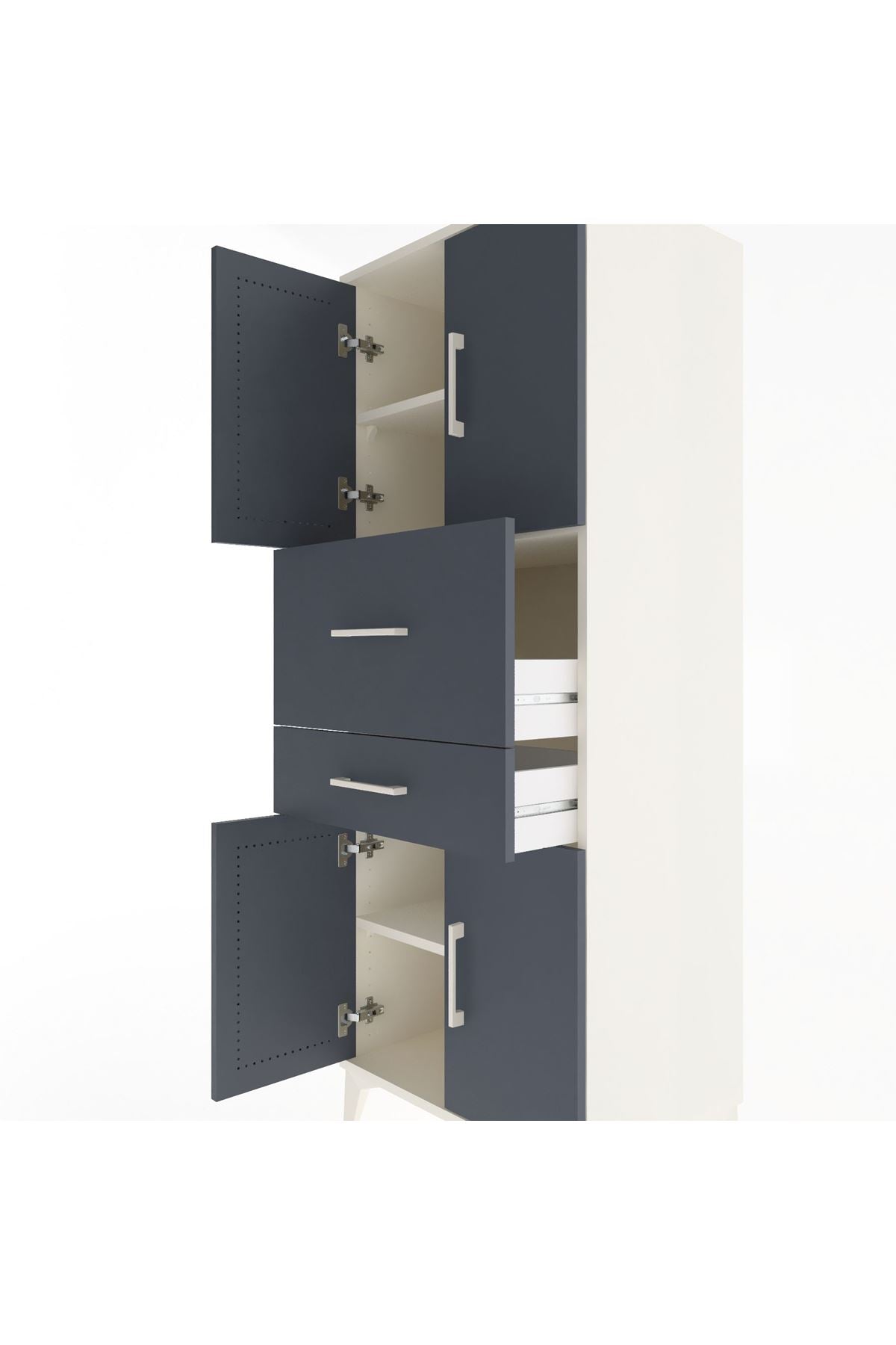 Hyperion Dolap 3 Raflı 2 Çekmeceli 4 Kapaklı 60x44x163 - S53M059V2B