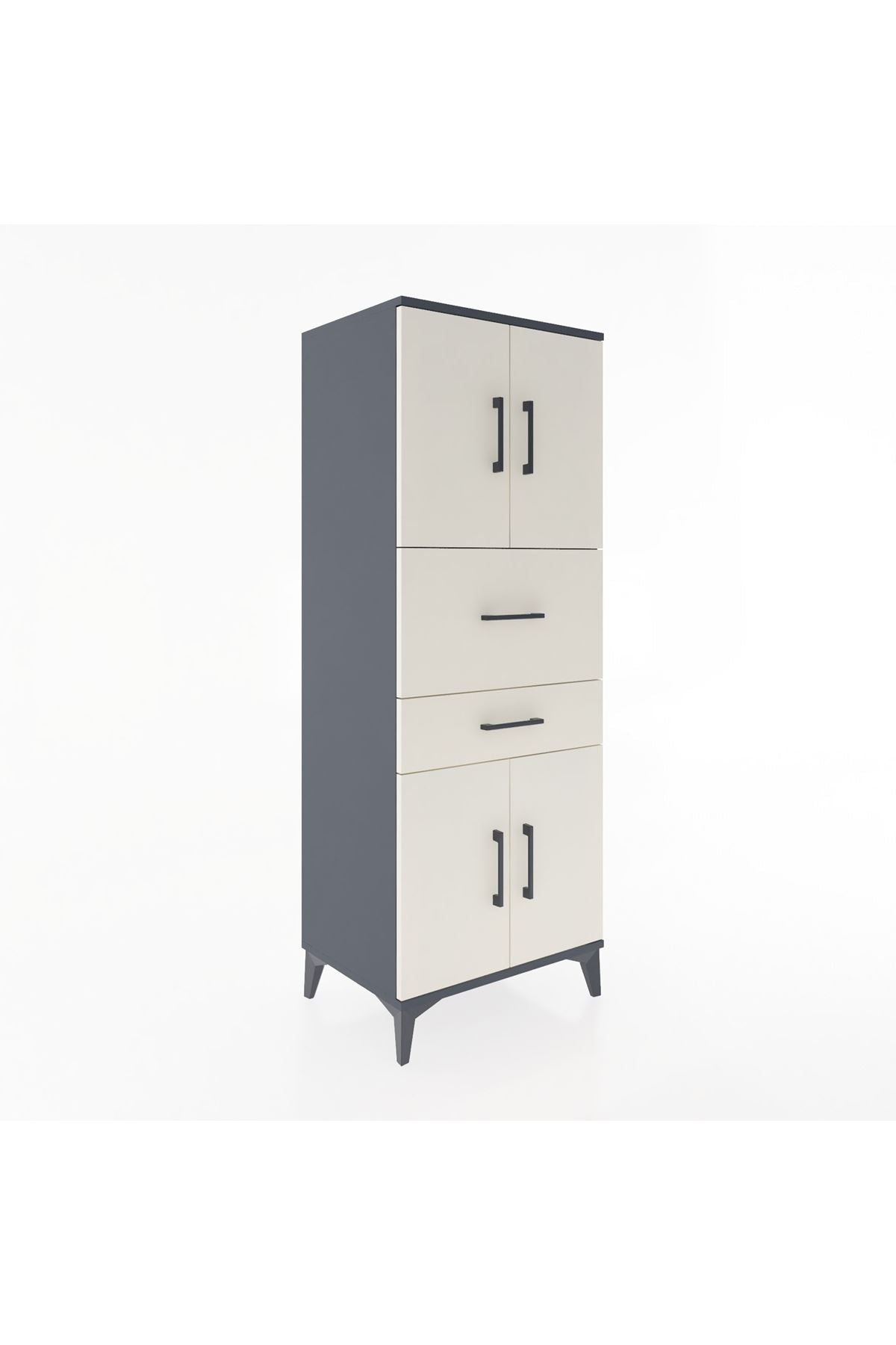 Hyperion Dolap 3 Raflı 2 Çekmeceli 4 Kapaklı 60x44x163 - S53M059V4B