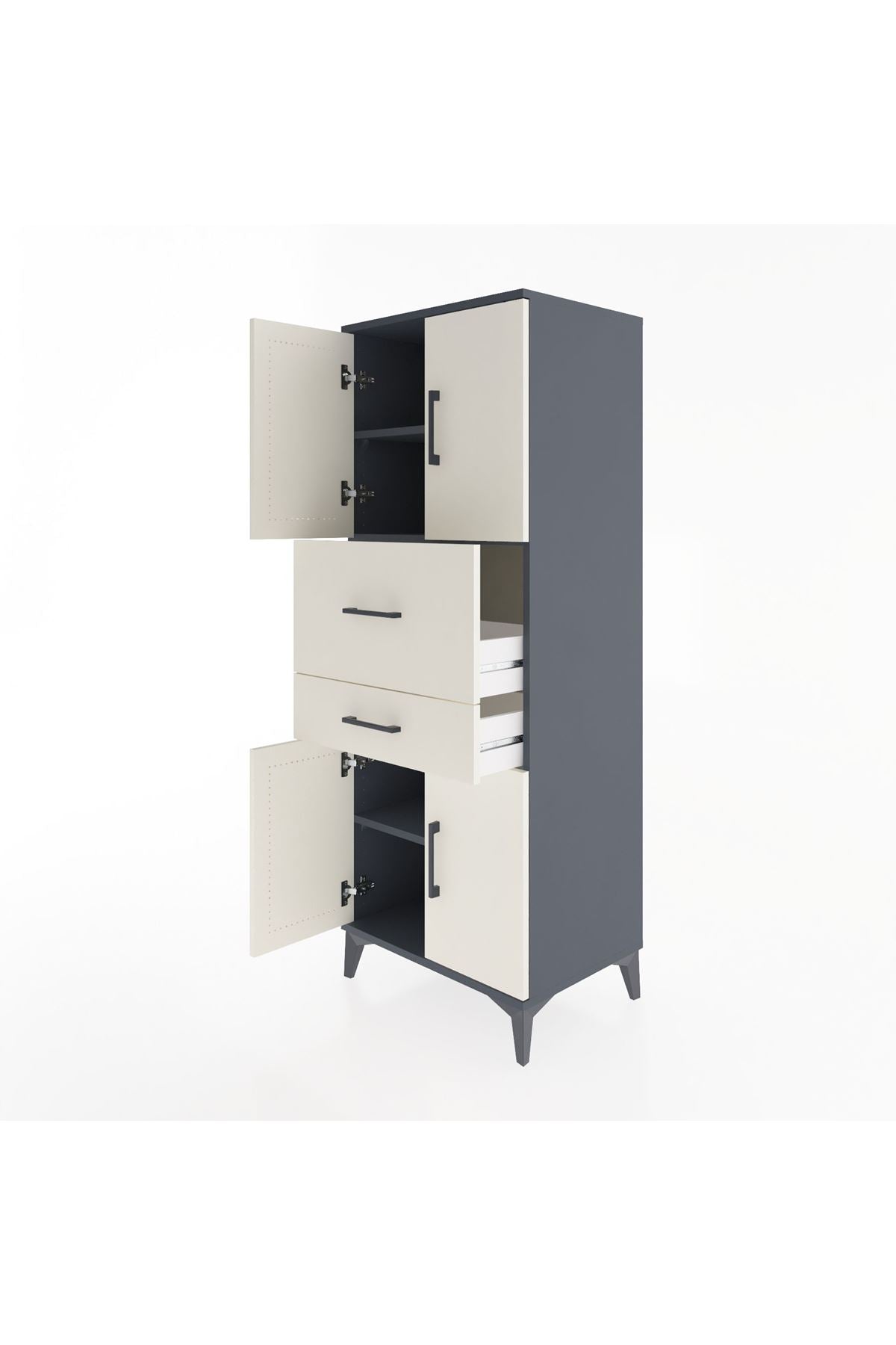 Hyperion Dolap 3 Raflı 2 Çekmeceli 4 Kapaklı 60x44x163 - S53M059V4B