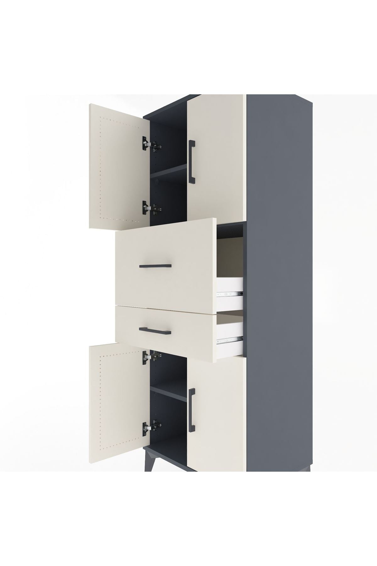Hyperion Dolap 3 Raflı 2 Çekmeceli 4 Kapaklı 60x44x163 - S53M059V4B