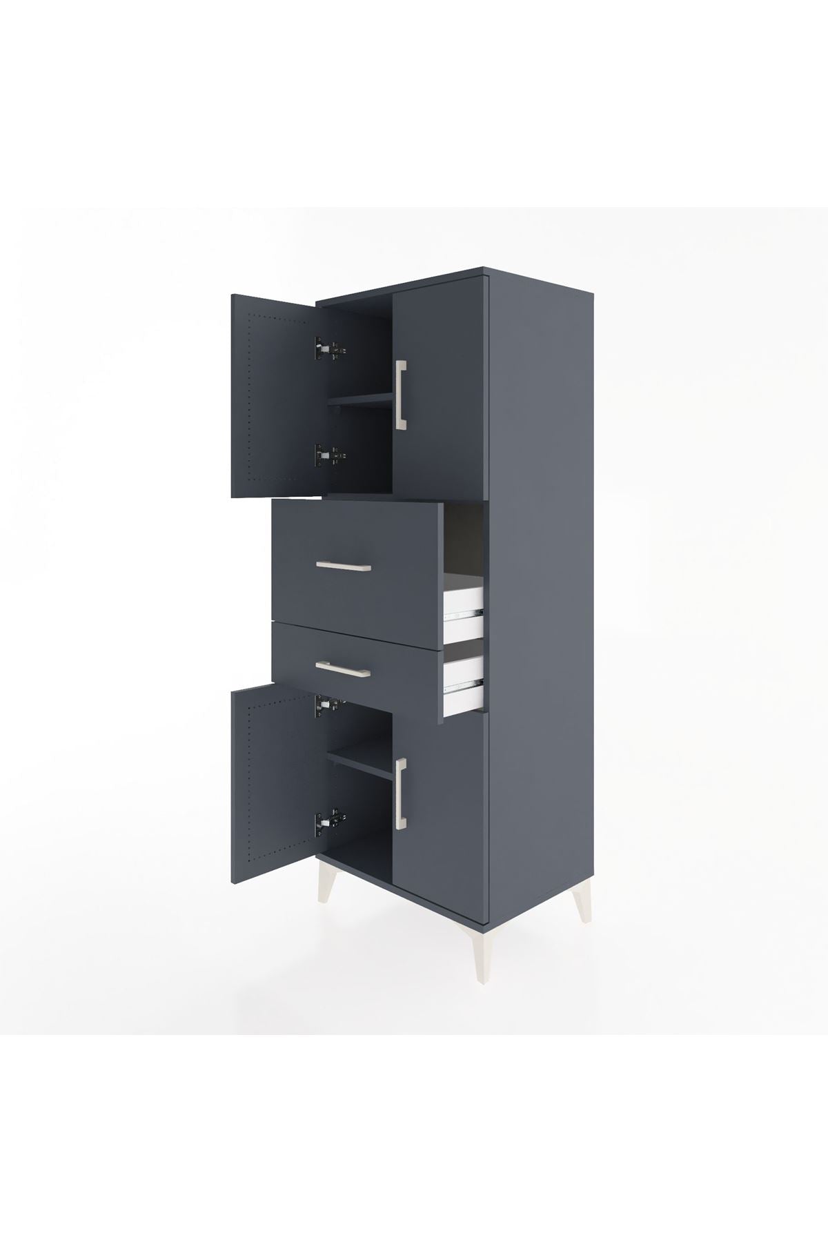 Hyperion Dolap 3 Raflı 2 Çekmeceli 4 Kapaklı 60x44x163 - S53M059V5B
