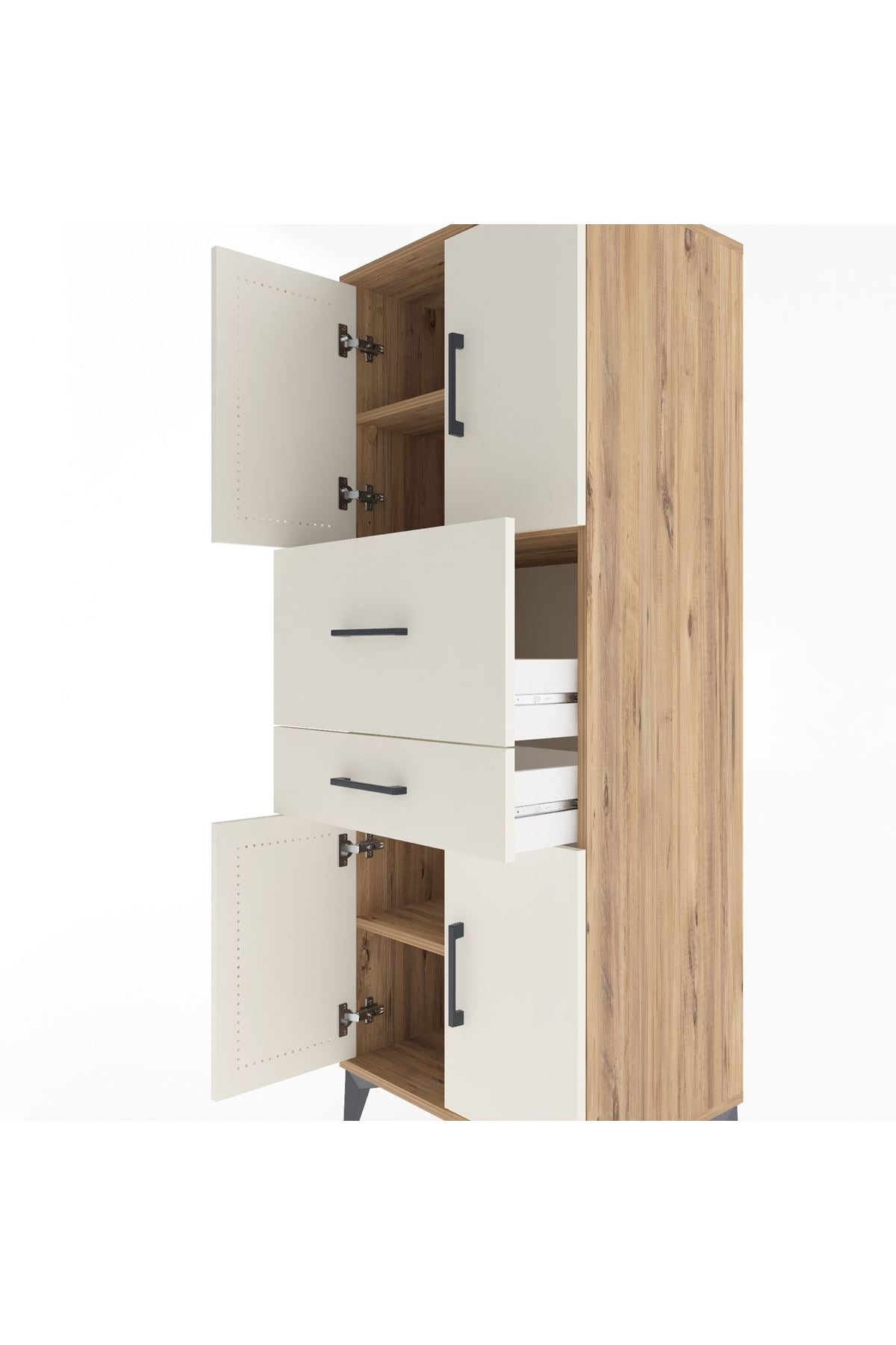 Hyperion Dolap 3 Raflı 2 Çekmeceli 4 Kapaklı 60x44x163 - S53M059V7B