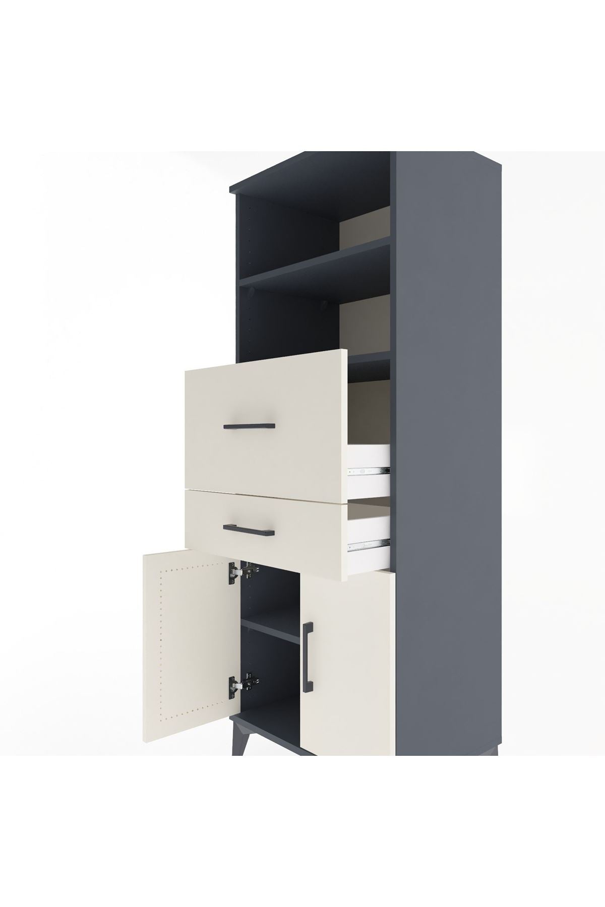 Hyperion Dolap 3 Raflı 2 Çekmeceli 2 Kapaklı 60x44x163 - S53M060V4B