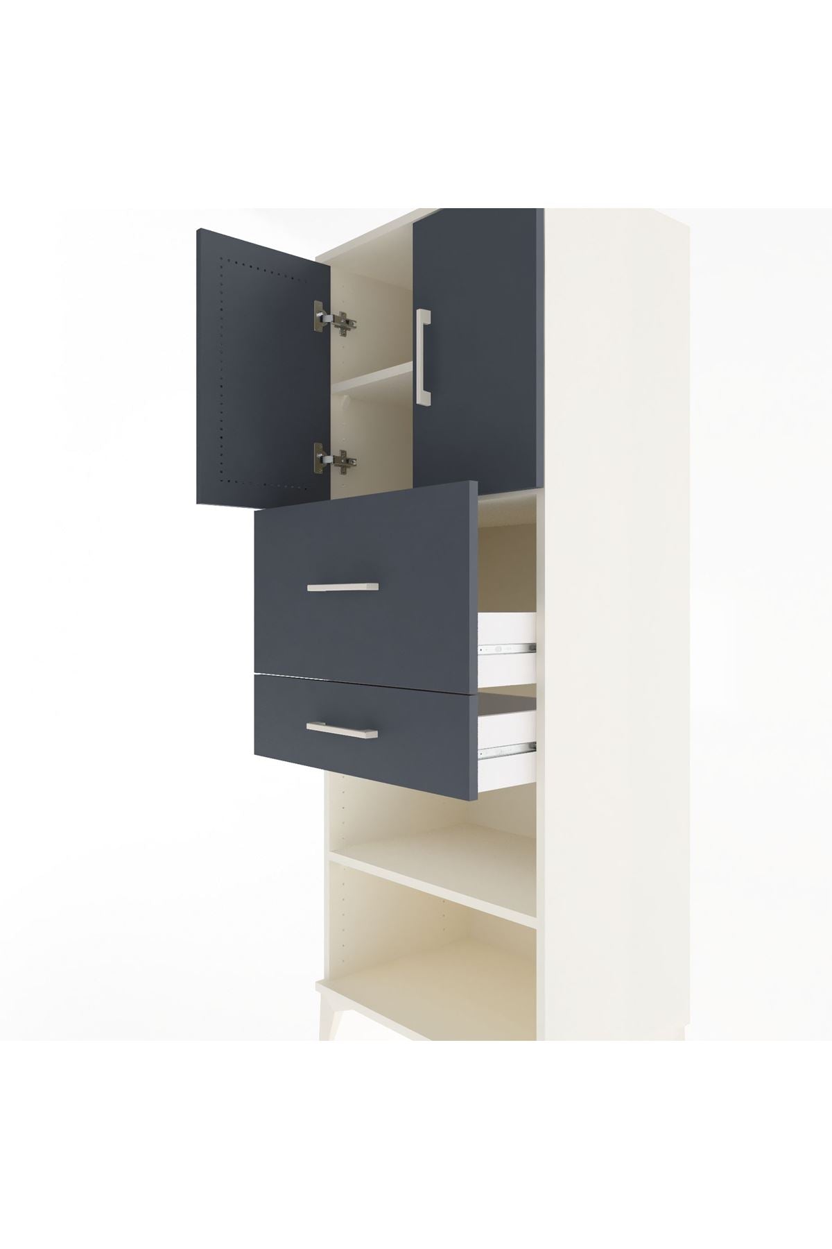 Hyperion Dolap 3 Raflı 2 Çekmeceli 2 Kapaklı 60x44x163 - S53M061V2B
