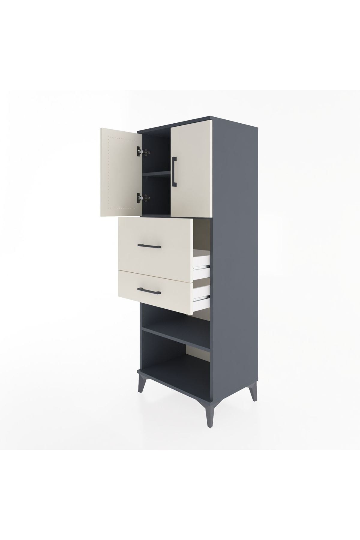 Hyperion Dolap 3 Raflı 2 Çekmeceli 2 Kapaklı 60x44x163 - S53M061V4B