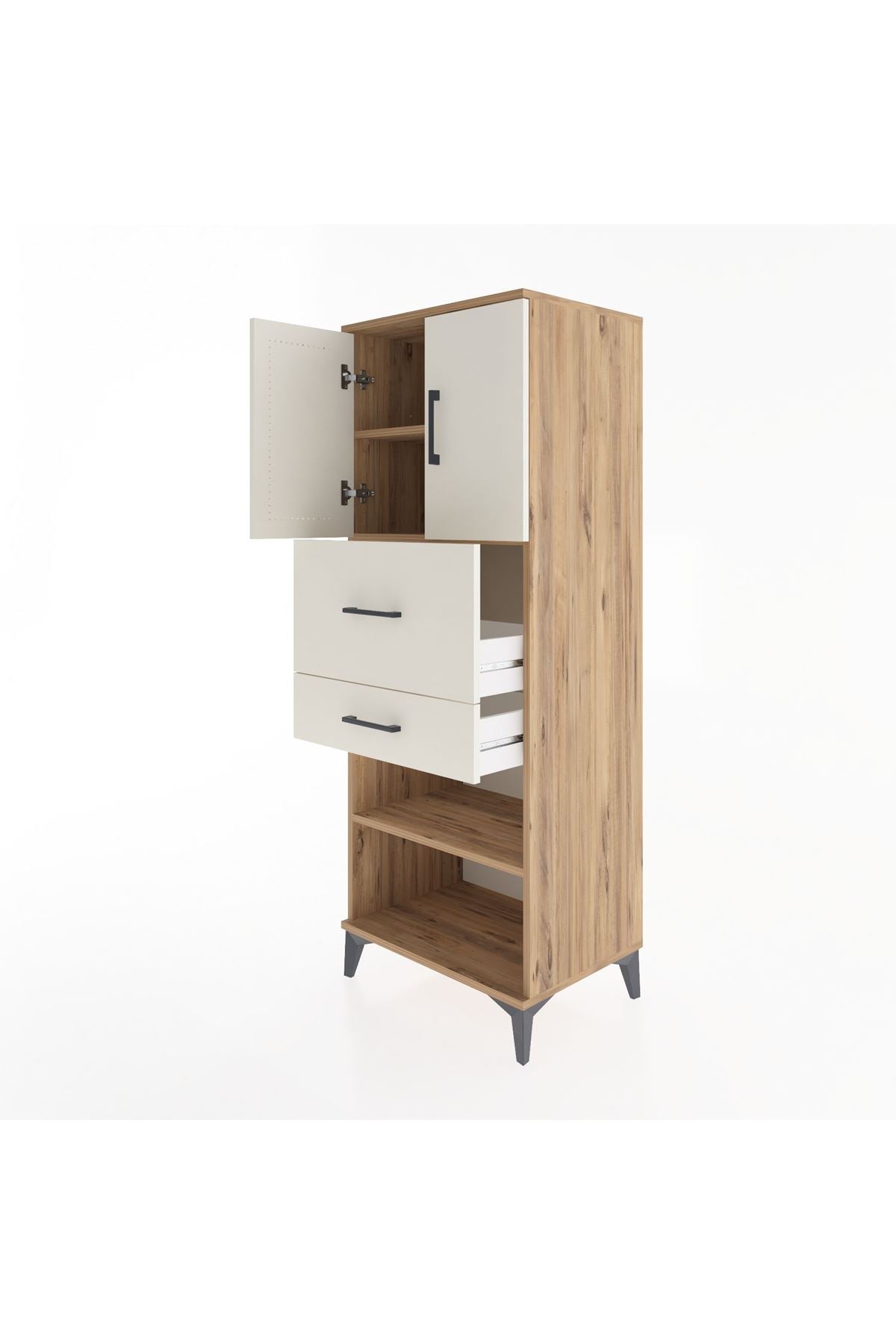 Hyperion Dolap 3 Raflı 2 Çekmeceli 2 Kapaklı 60x44x163 - S53M061V7B