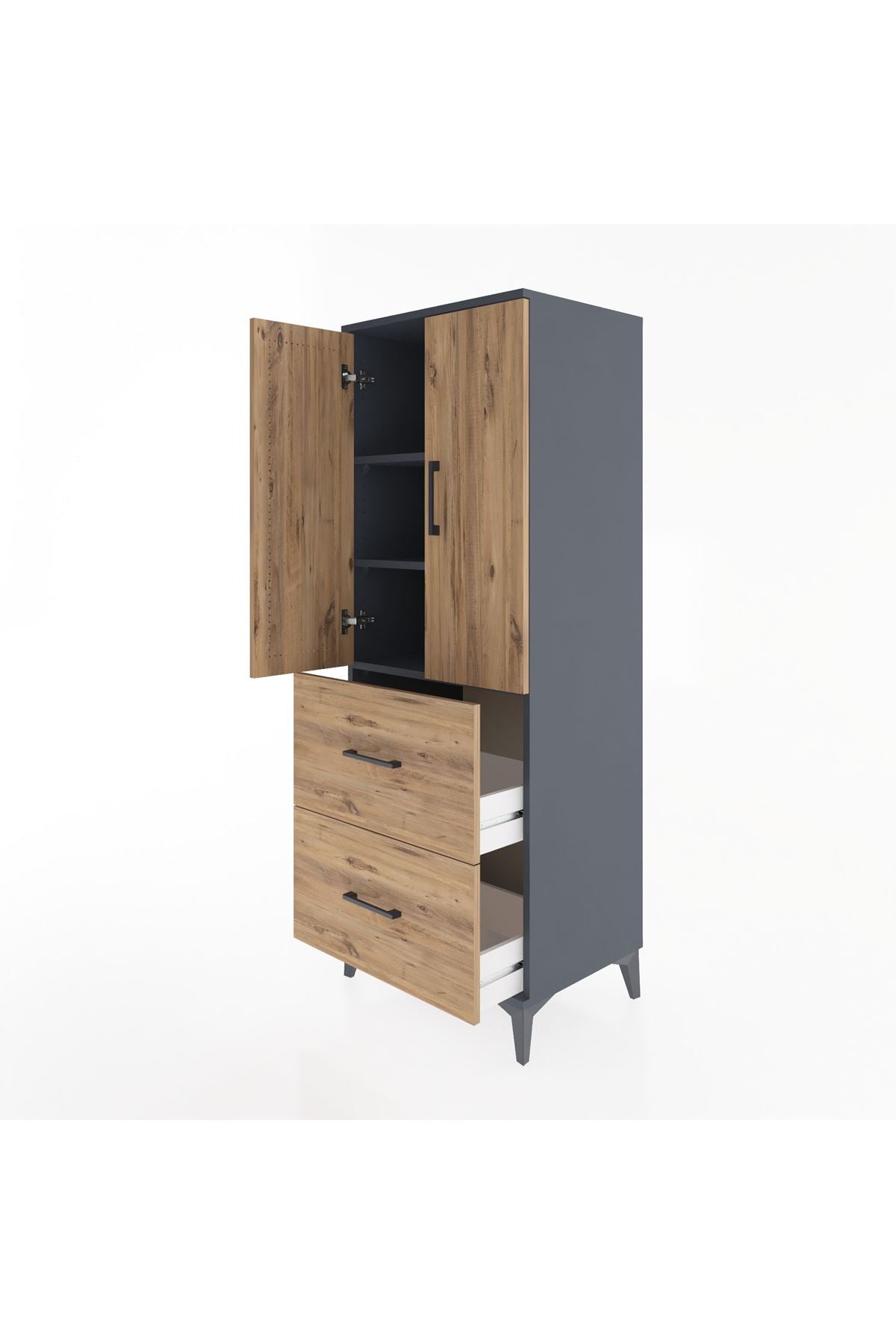 Hyperion Dolap 3 Raflı 2 Çekmeceli 2 Kapaklı 60x44x163 - S53M063V6B