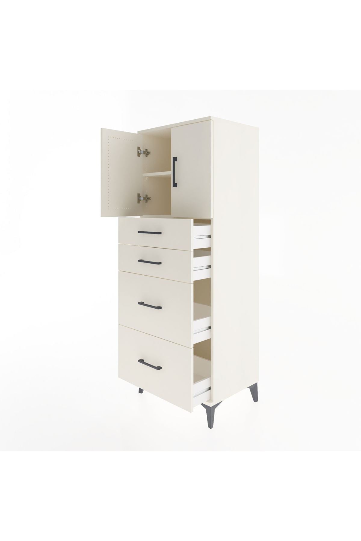 Hyperion Dolap 2 Raflı 4 Çekmeceli 2 Kapaklı 60x44x163 - S53M065V1B