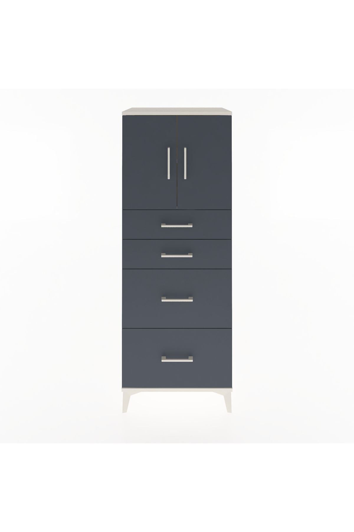 Hyperion Dolap 2 Raflı 4 Çekmeceli 2 Kapaklı 60x44x163 - S53M065V2B